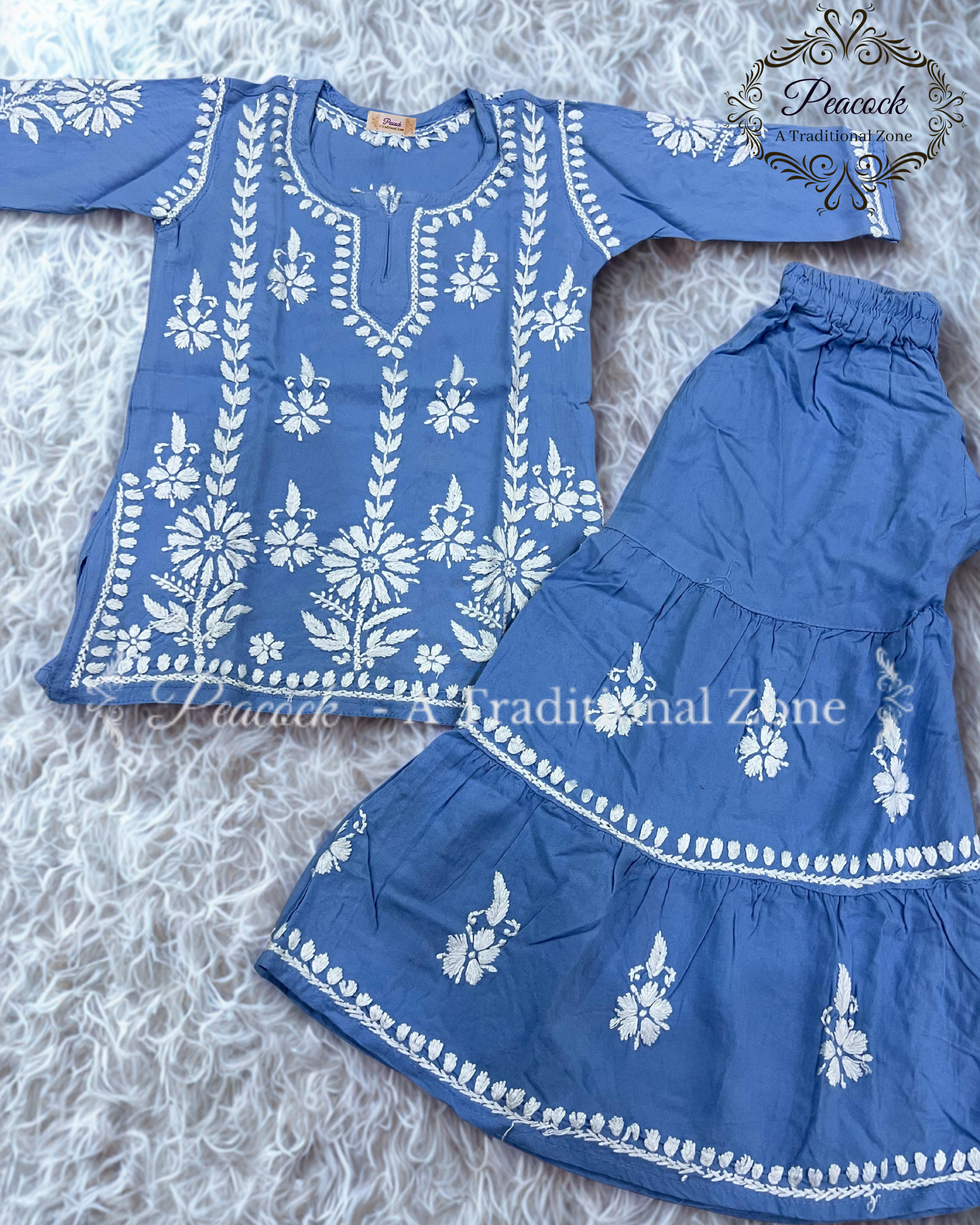 Kids Chikankari Garara Set