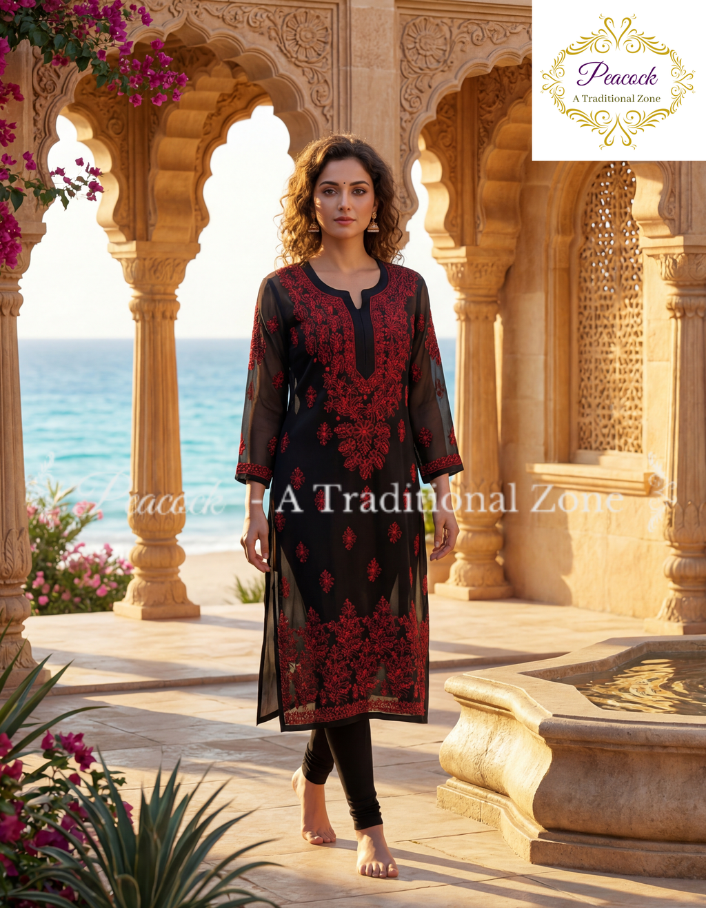 Georgette Chikankari Long Kurti