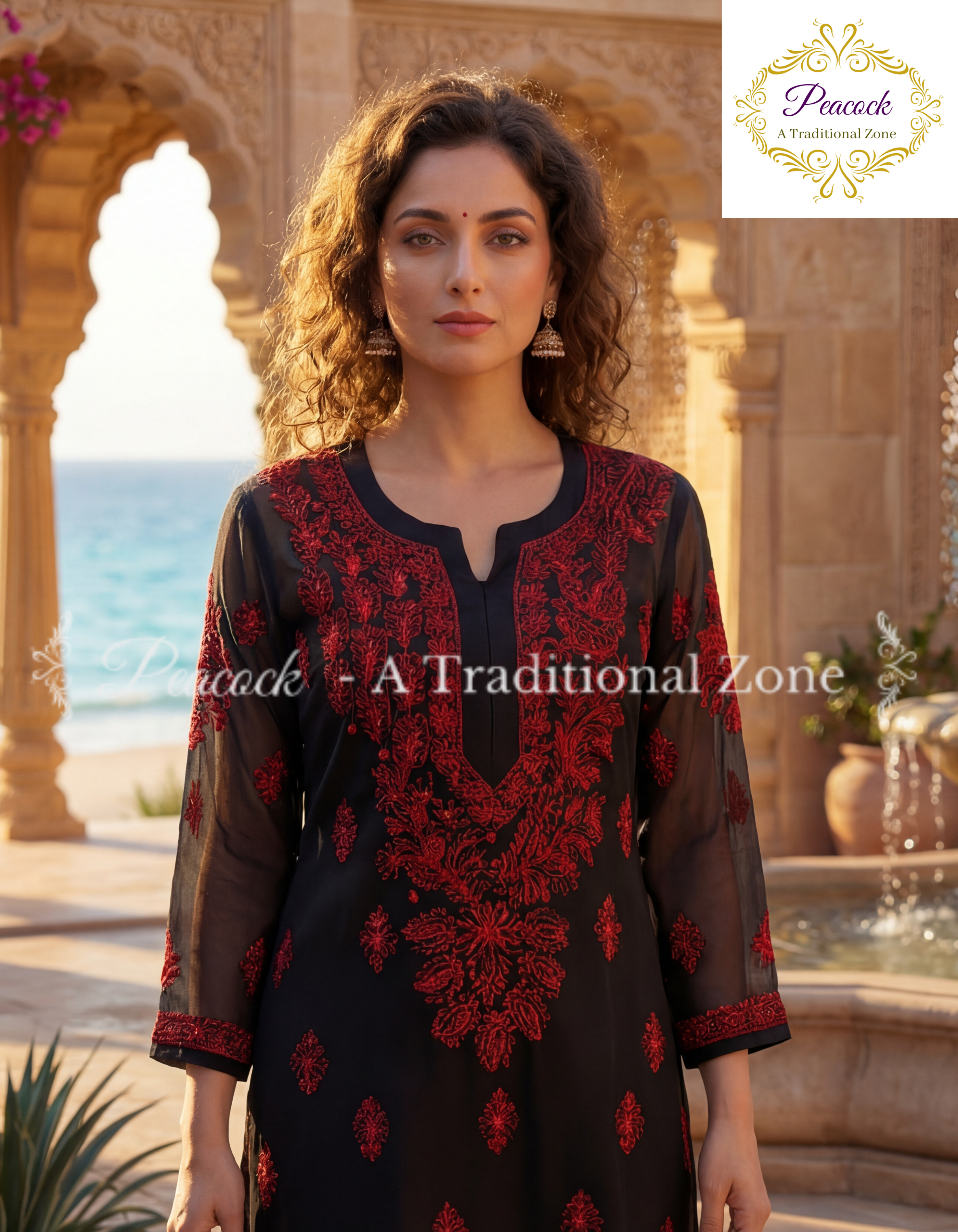 Georgette Chikankari Long Kurti