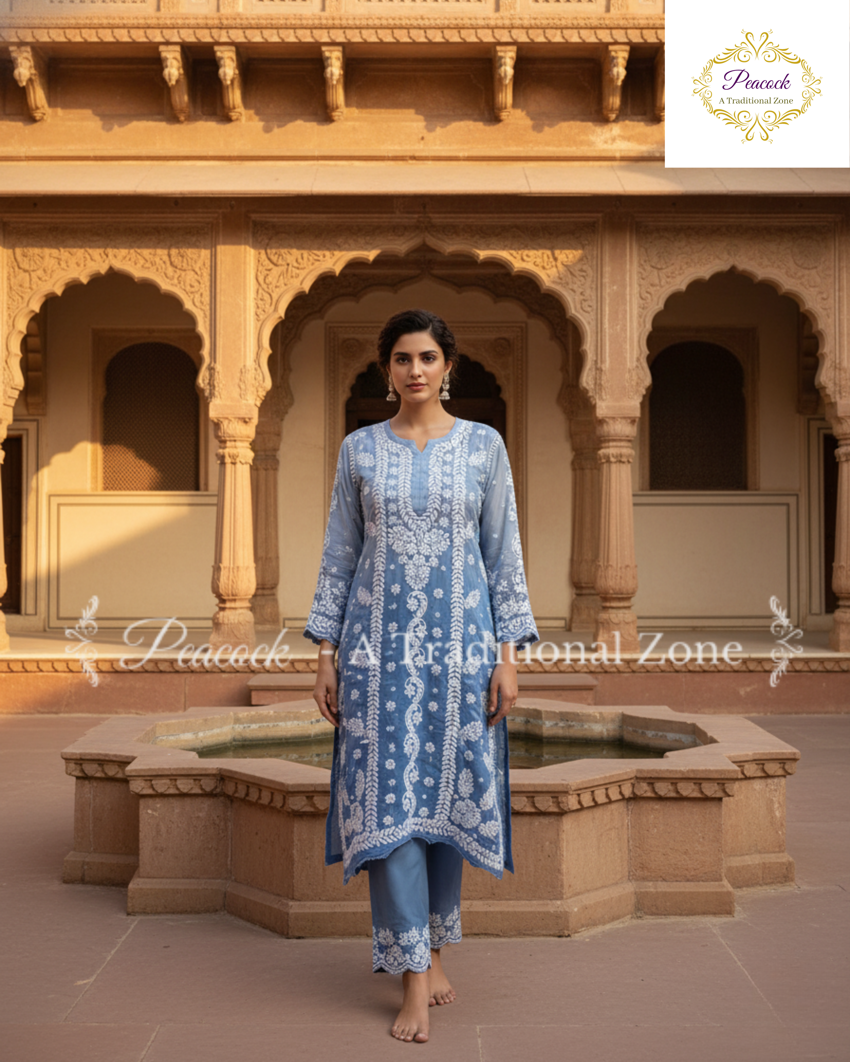 Crepe Chikankari Kurti's