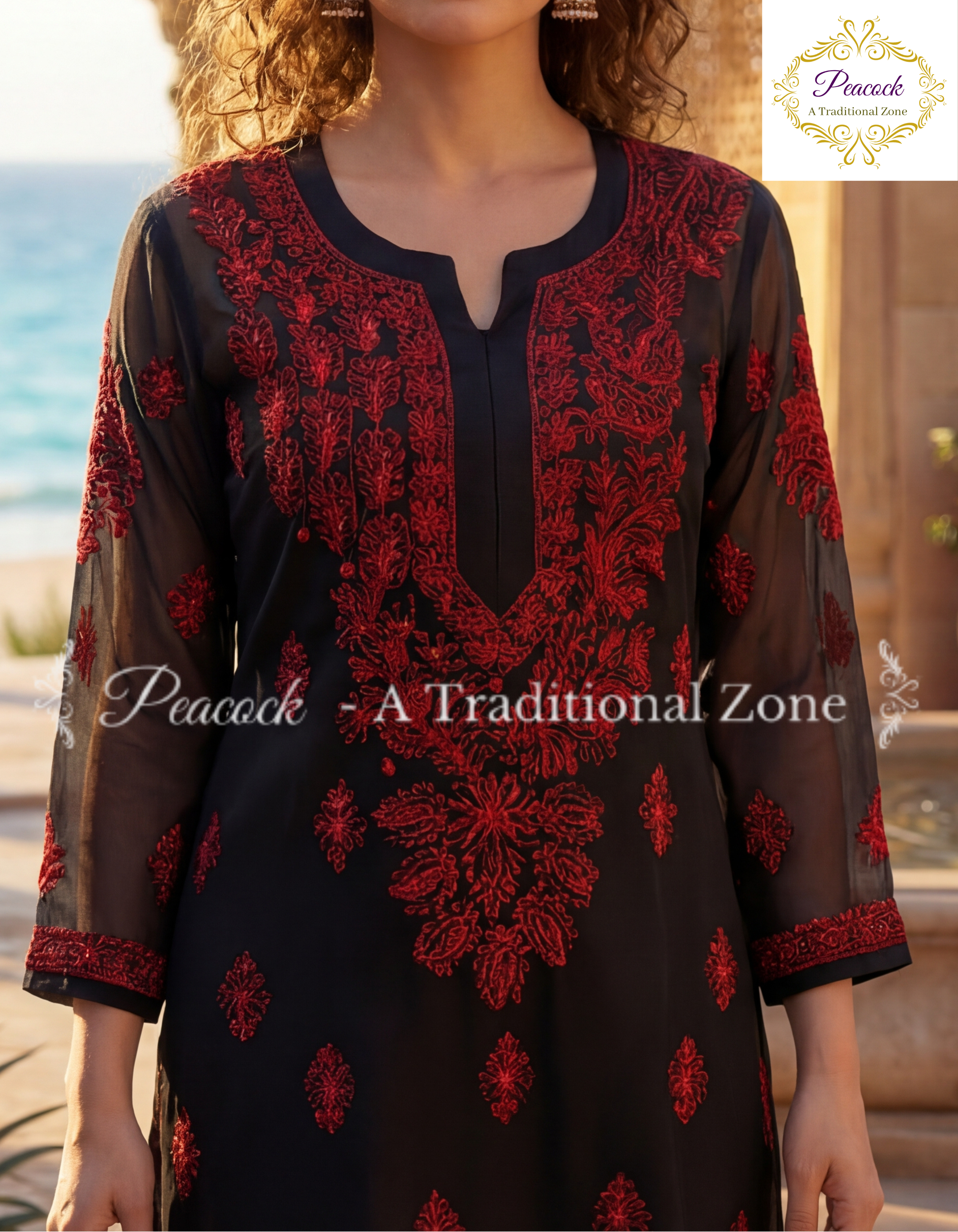 Georgette Chikankari Long Kurti