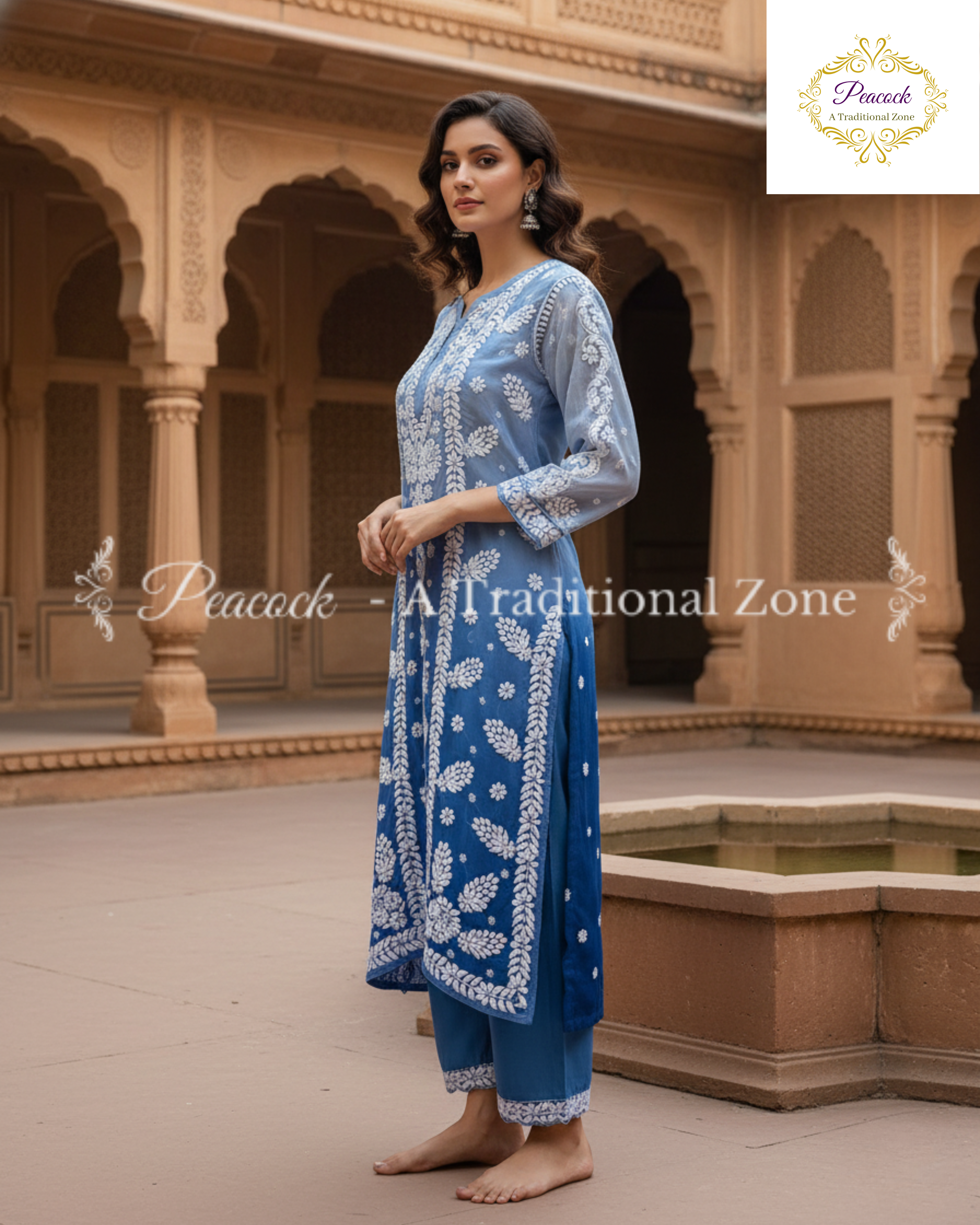 Crepe Chikankari Kurti's