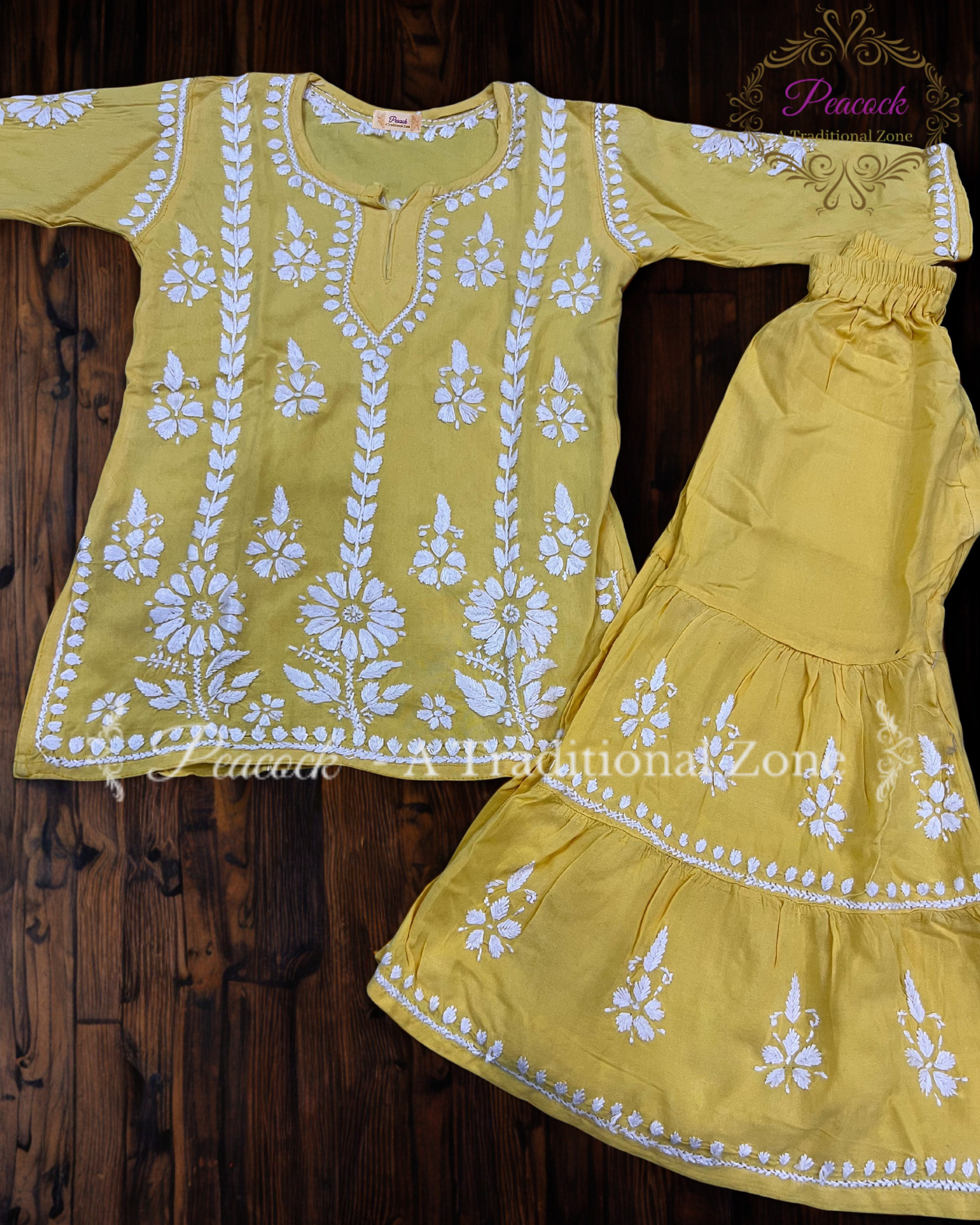 Kids Chikankari Garara Set