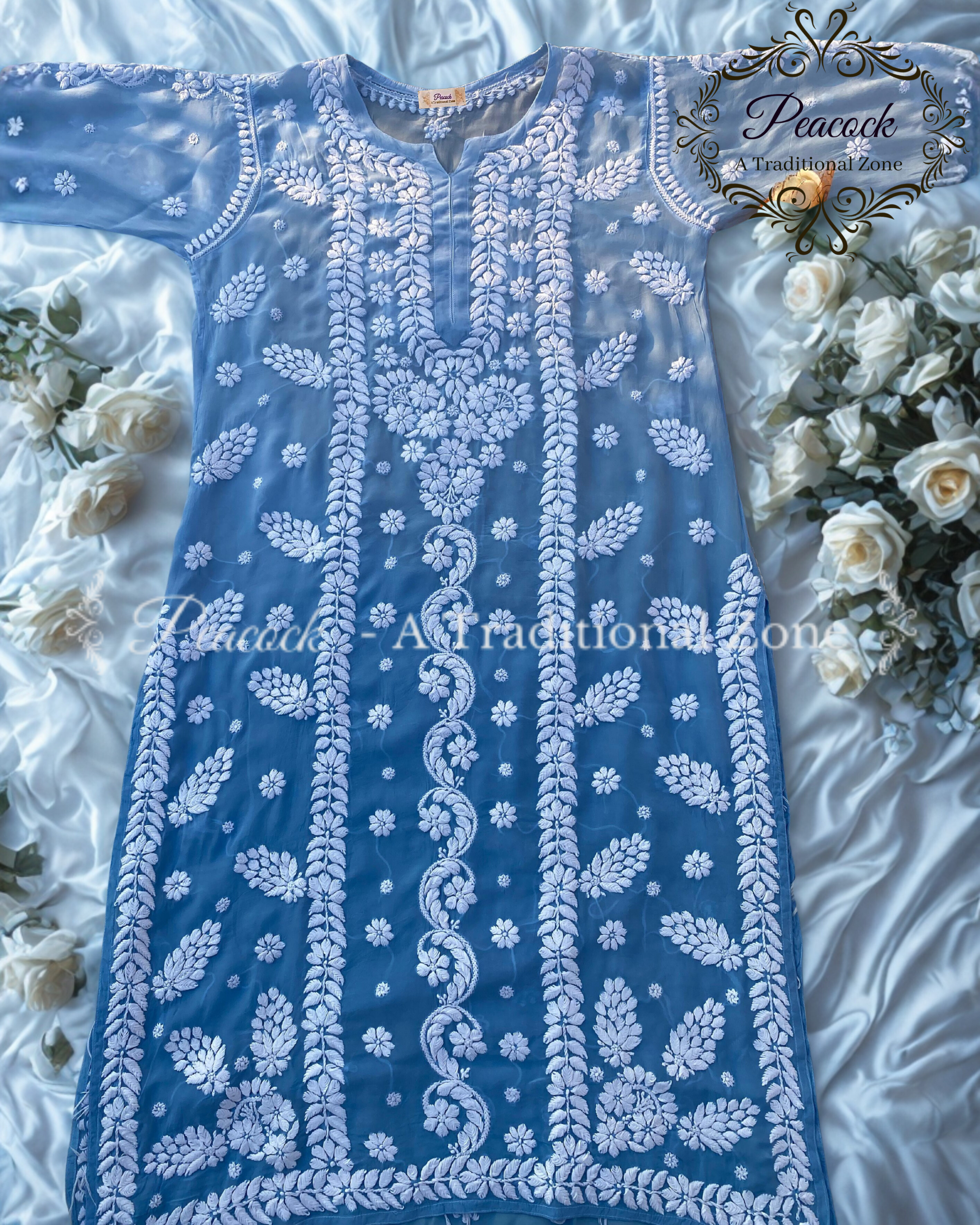 Crepe Chikankari Kurti's