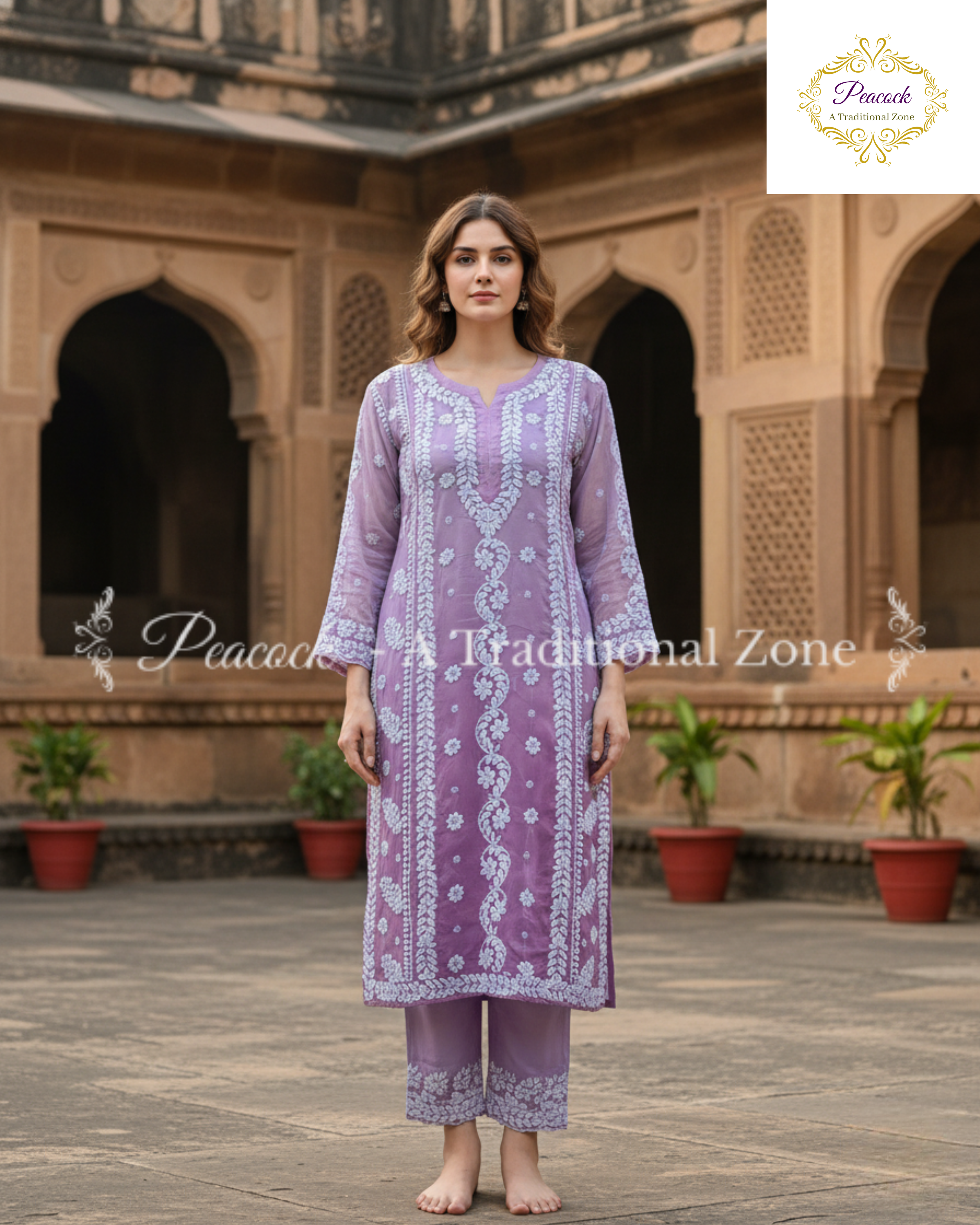 Crepe Chikankari Kurti's