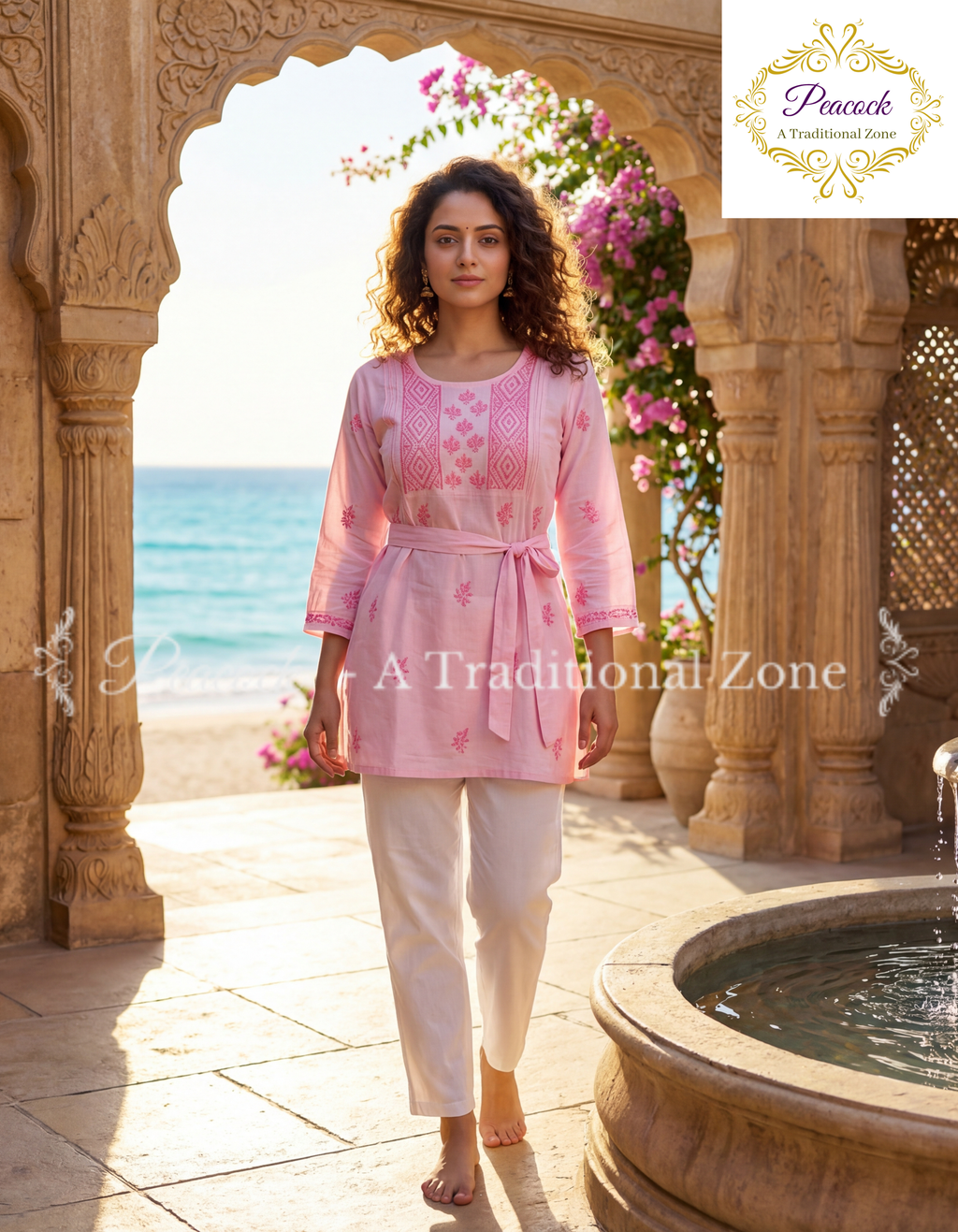 Malmal Chikankari Short Cotton Kurti