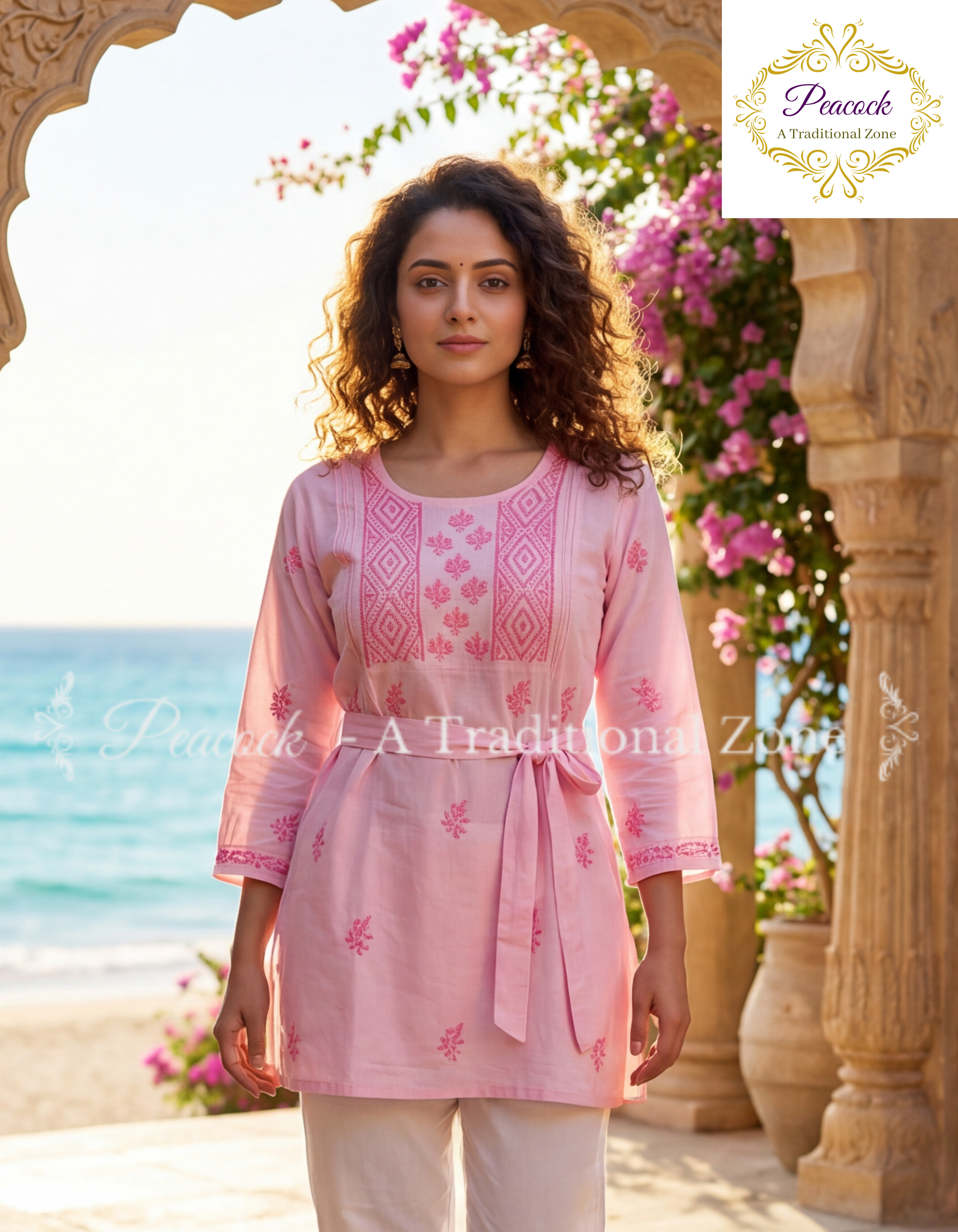 Malmal Chikankari Short Cotton Kurti