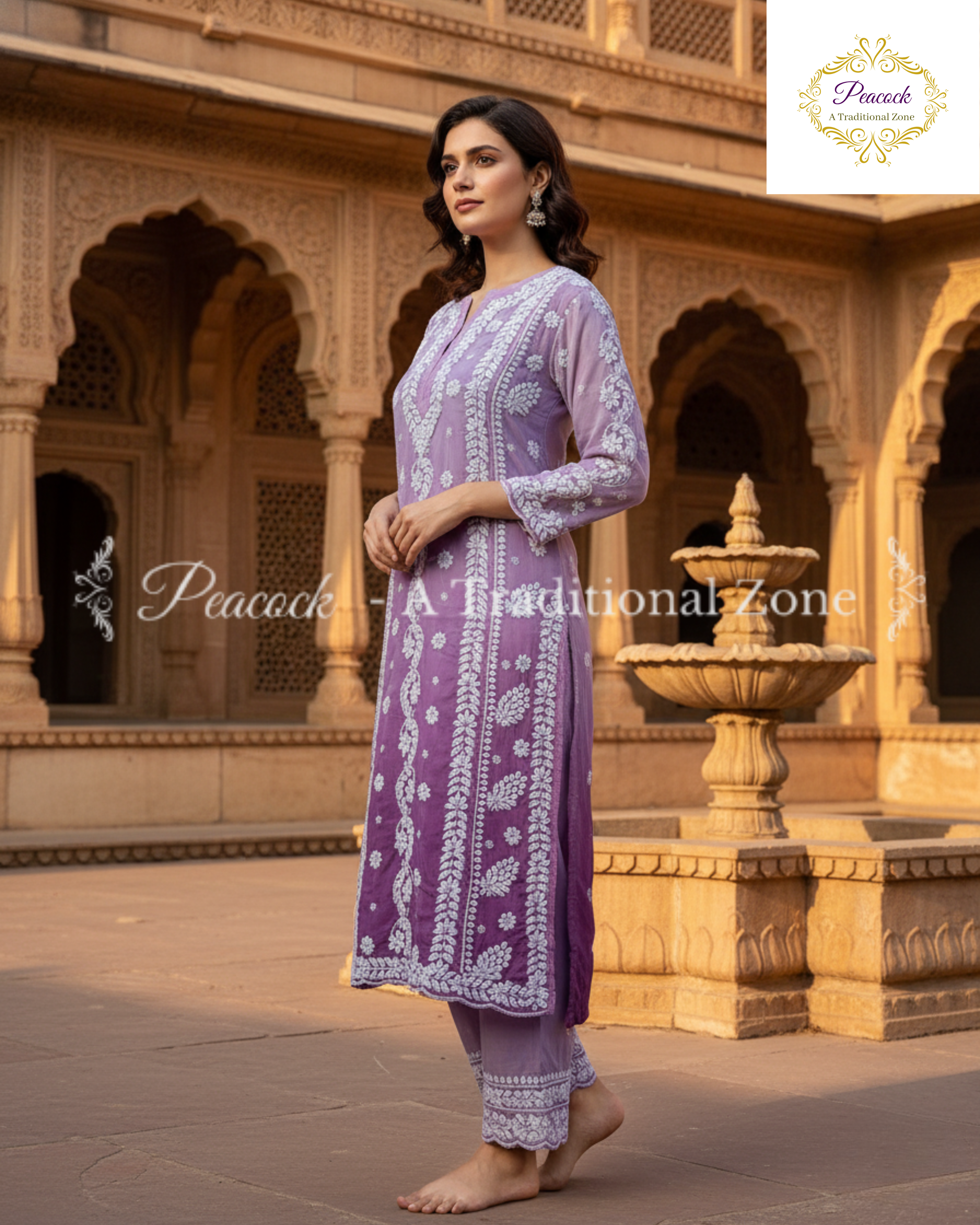 Crepe Chikankari Kurti's