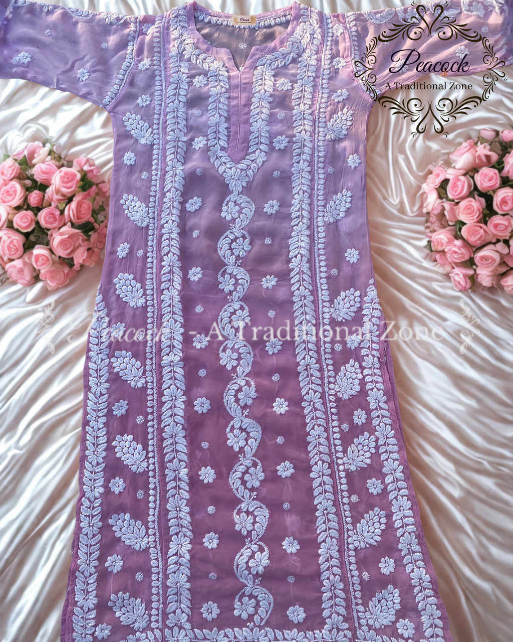 Crepe Chikankari Kurti's