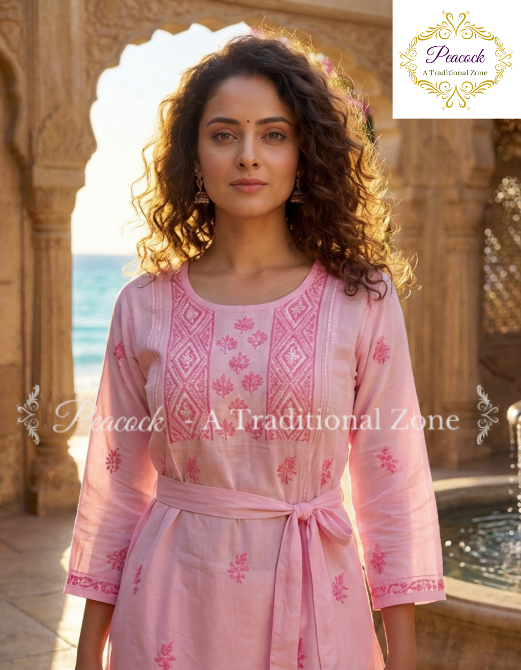 Malmal Chikankari Short Cotton Kurti