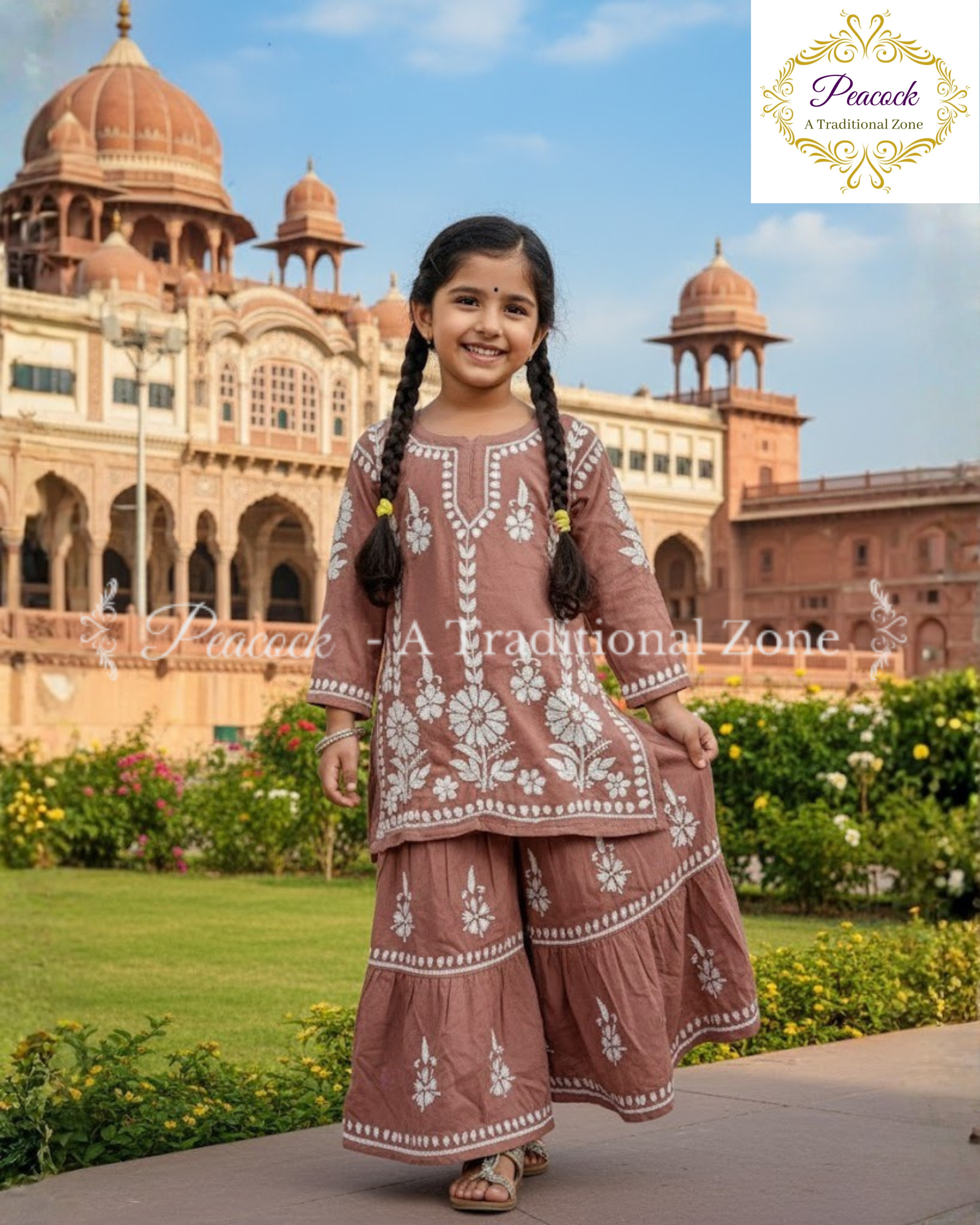 Kids Chikankari Garara Set