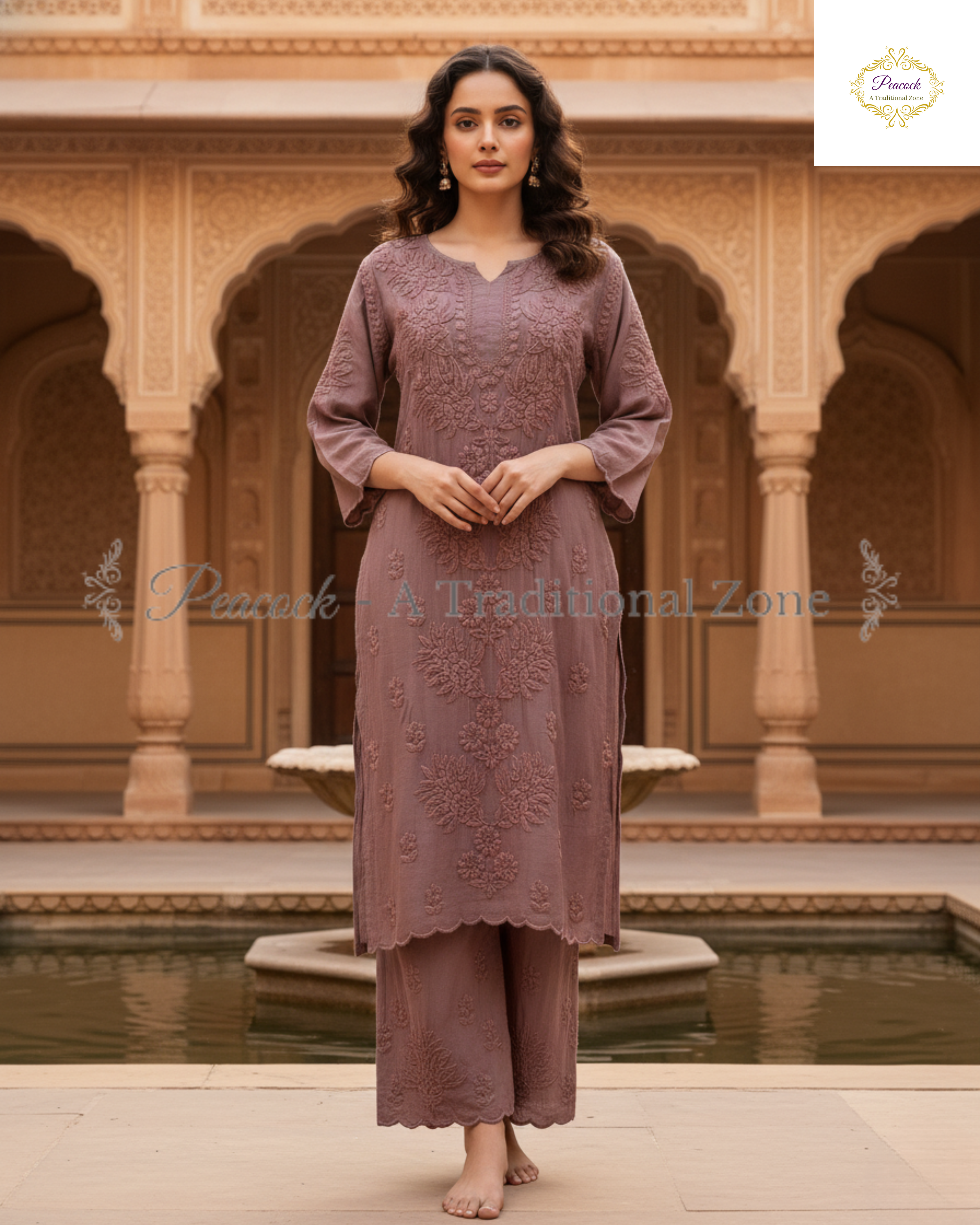 Muslin Chikankari Kurti Set