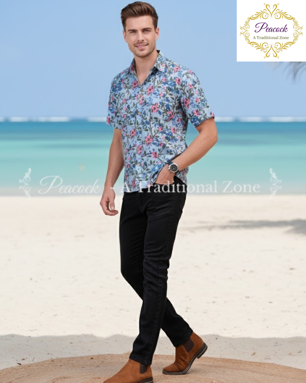 Mens Handblock printed Cotton Shirt