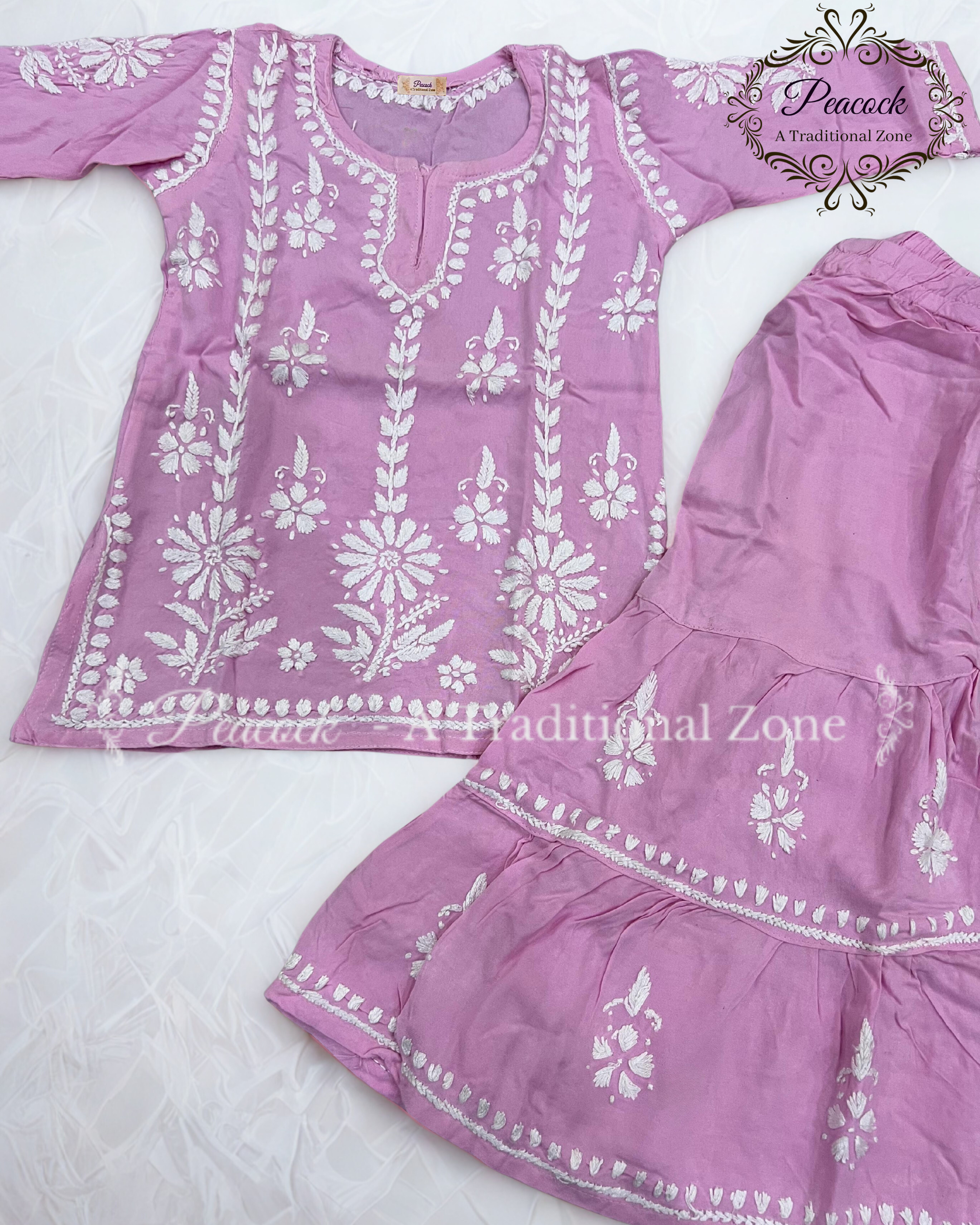 Kids Chikankari Garara Set