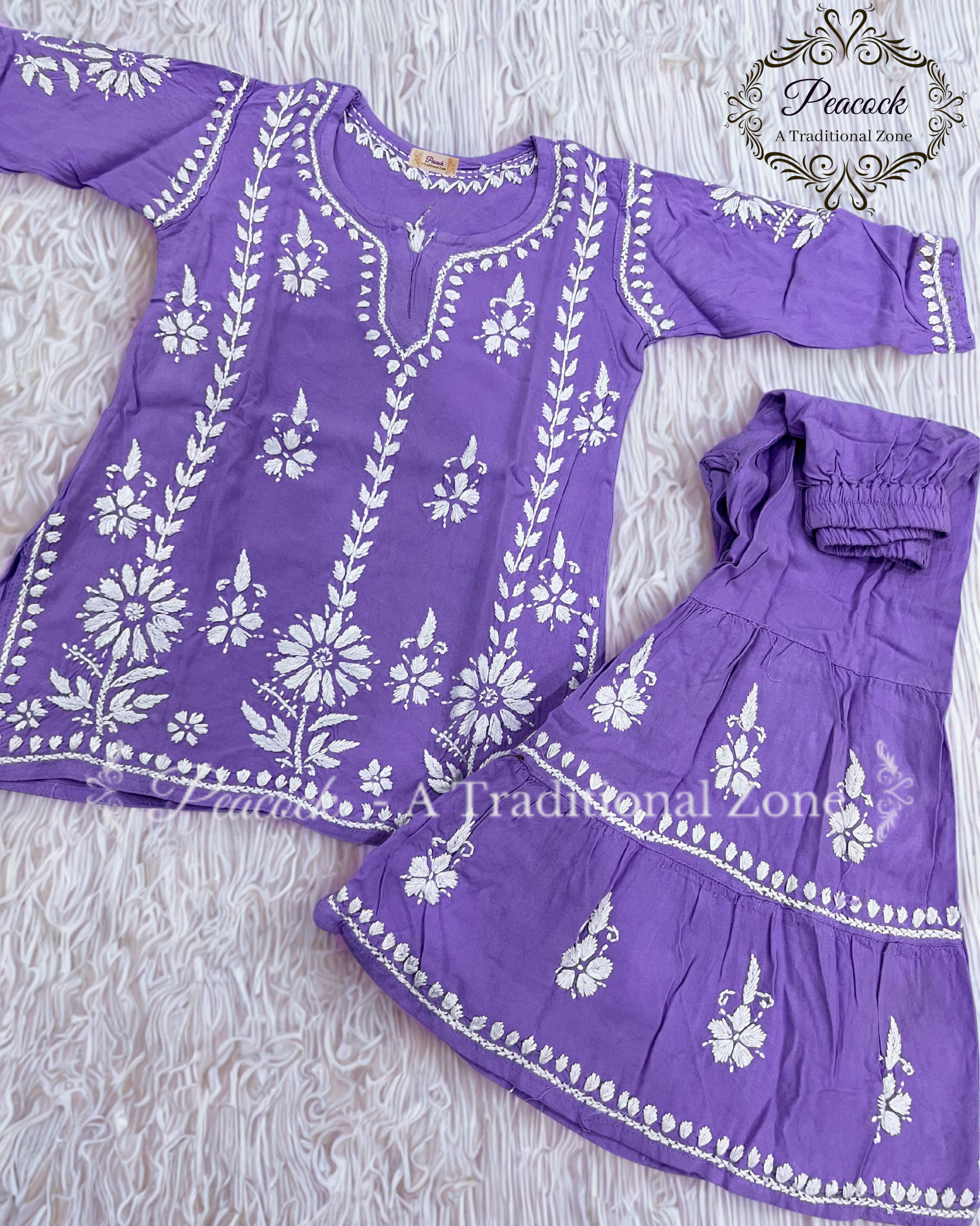Kids Chikankari Garara Set