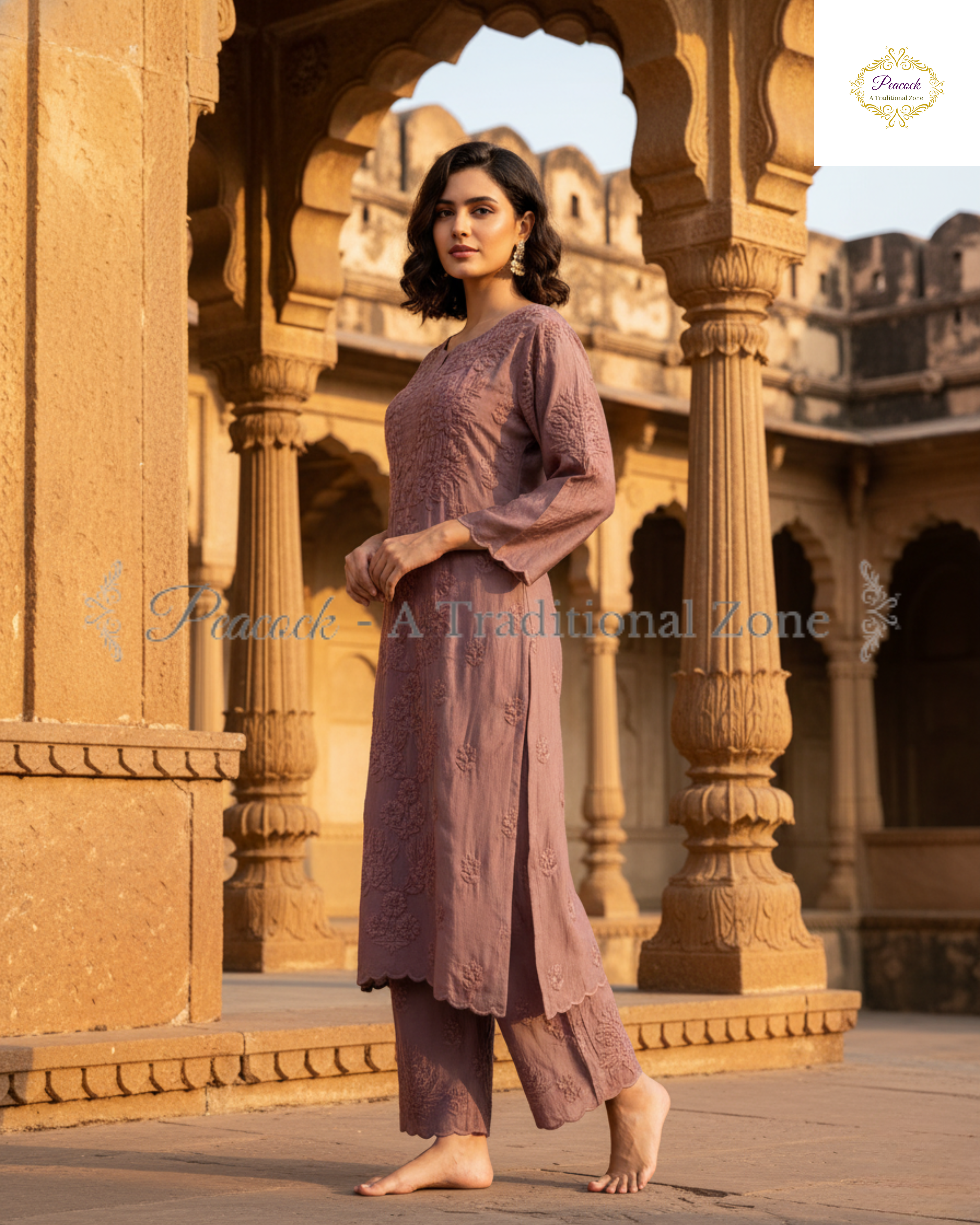 Muslin Chikankari Kurti Set