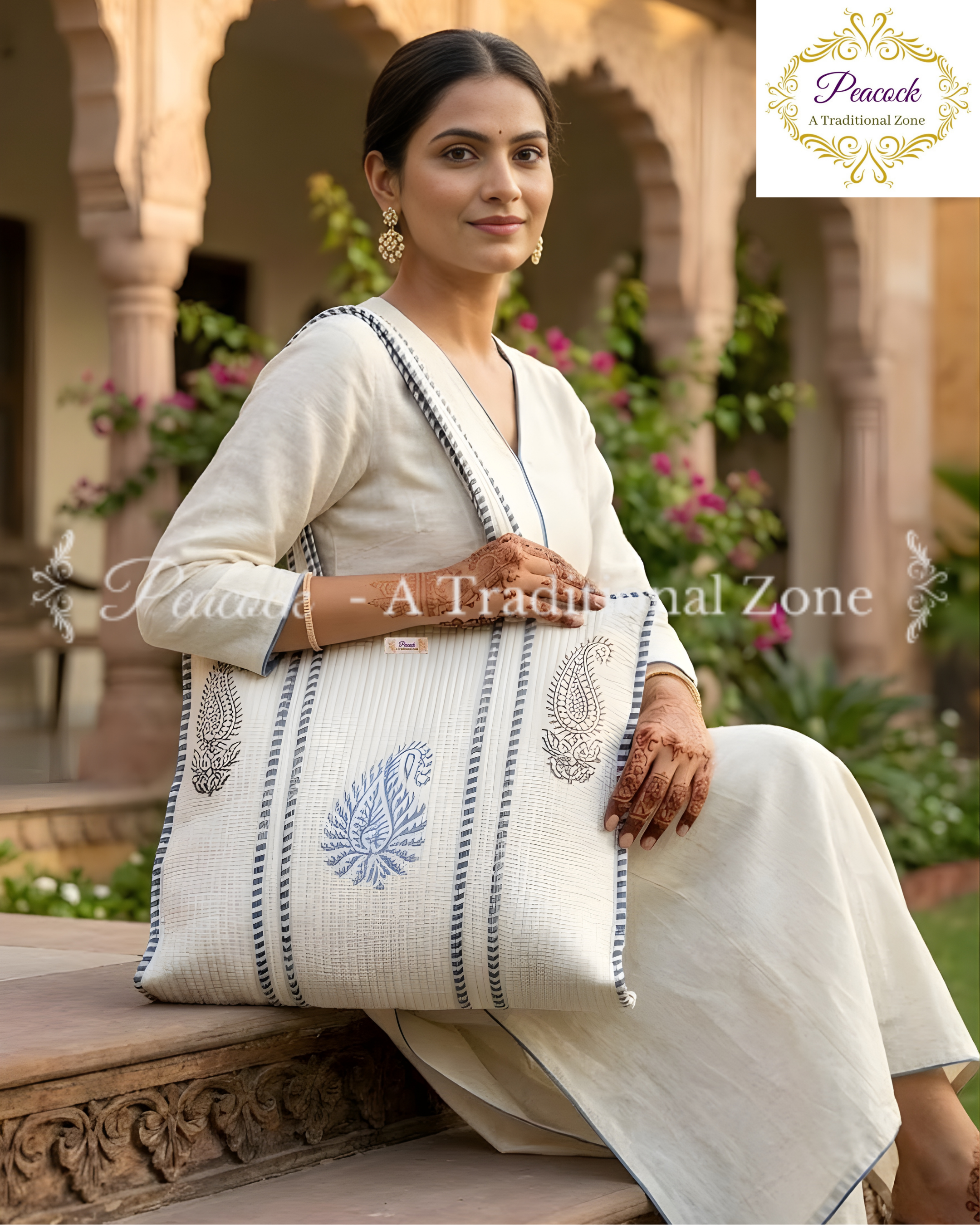 Maharani Paisley Heritage Tote – Hand Block Printed Quilted Carry Bag