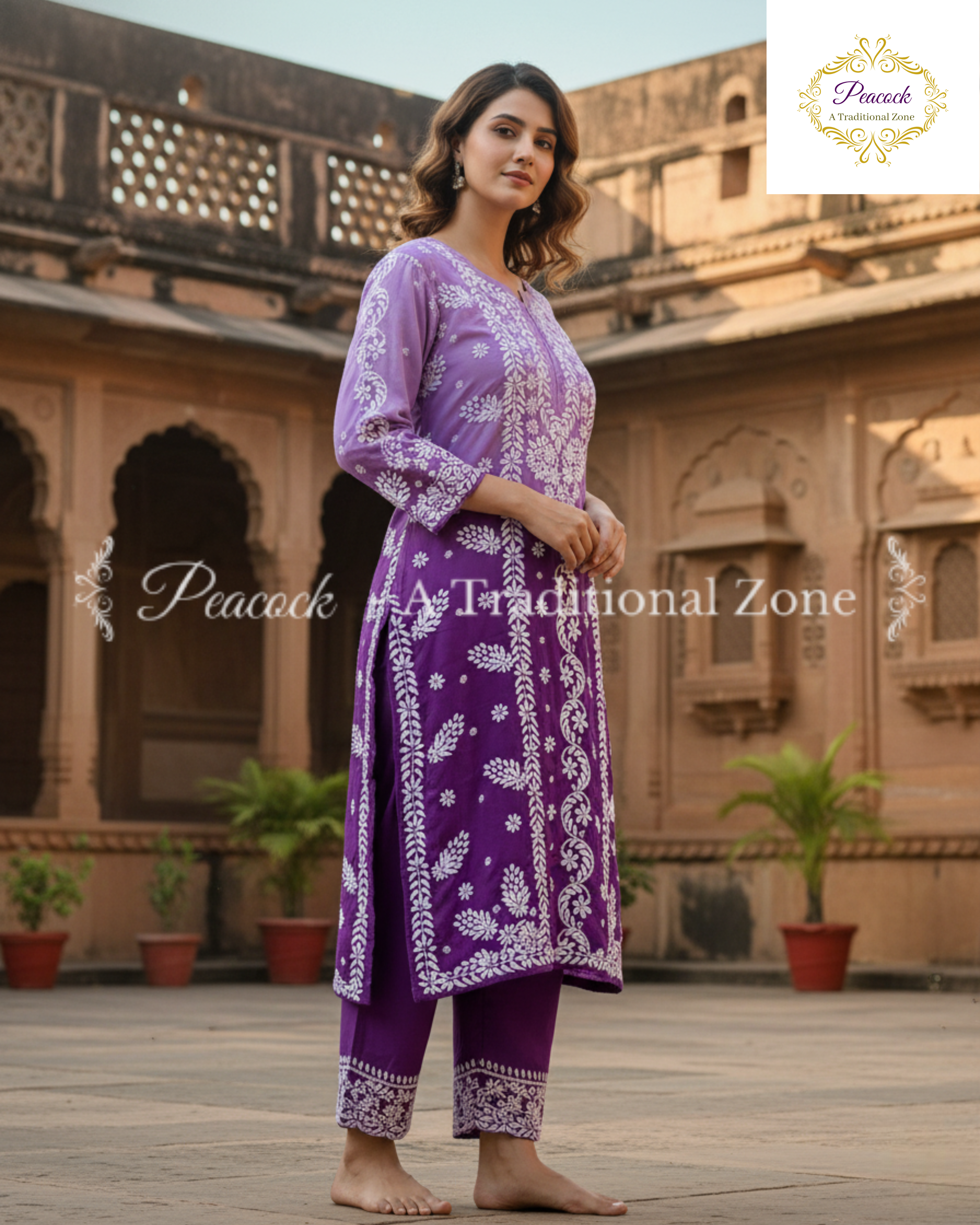 Crepe Chikankari Kurti's