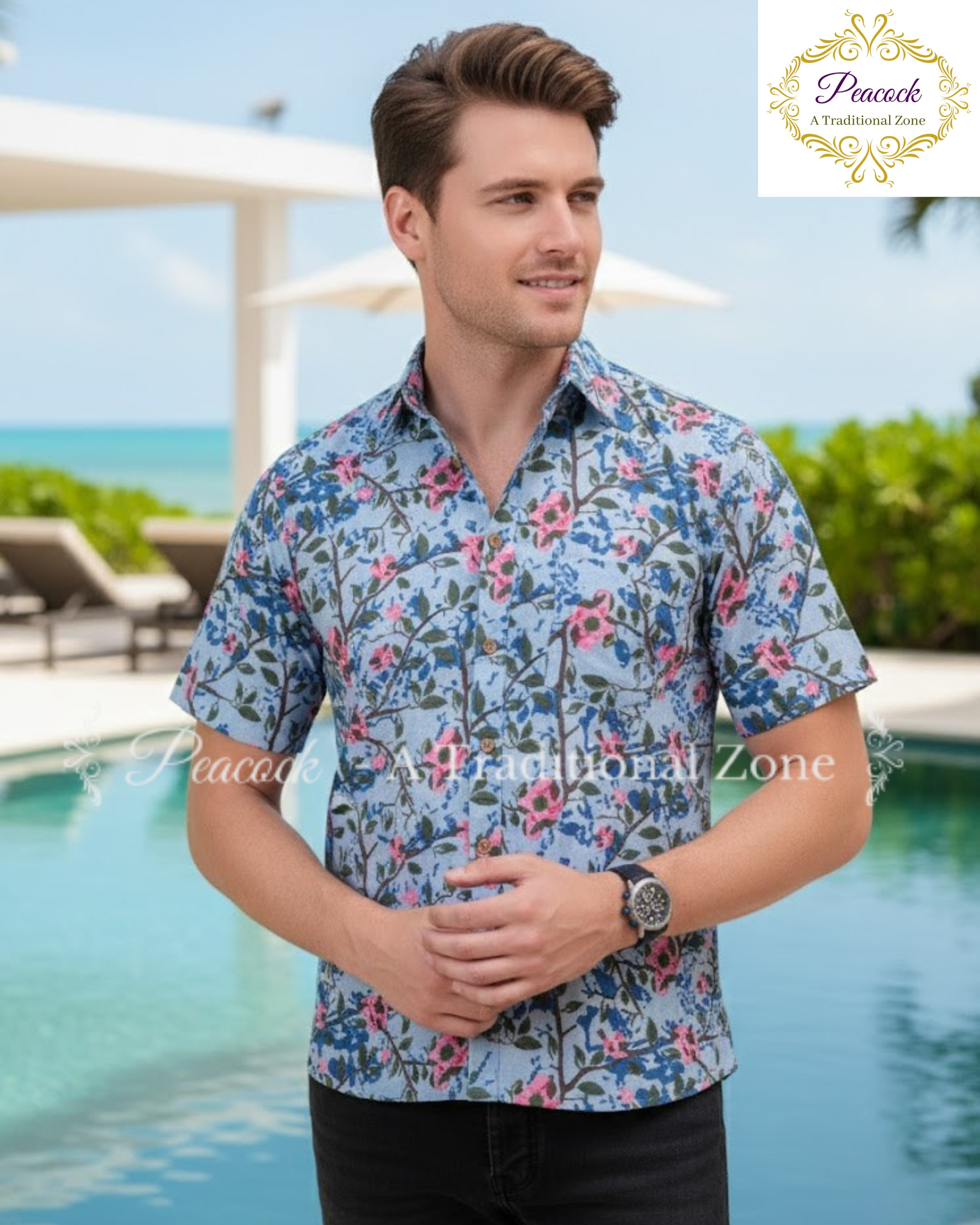 Mens Handblock printed Cotton Shirt