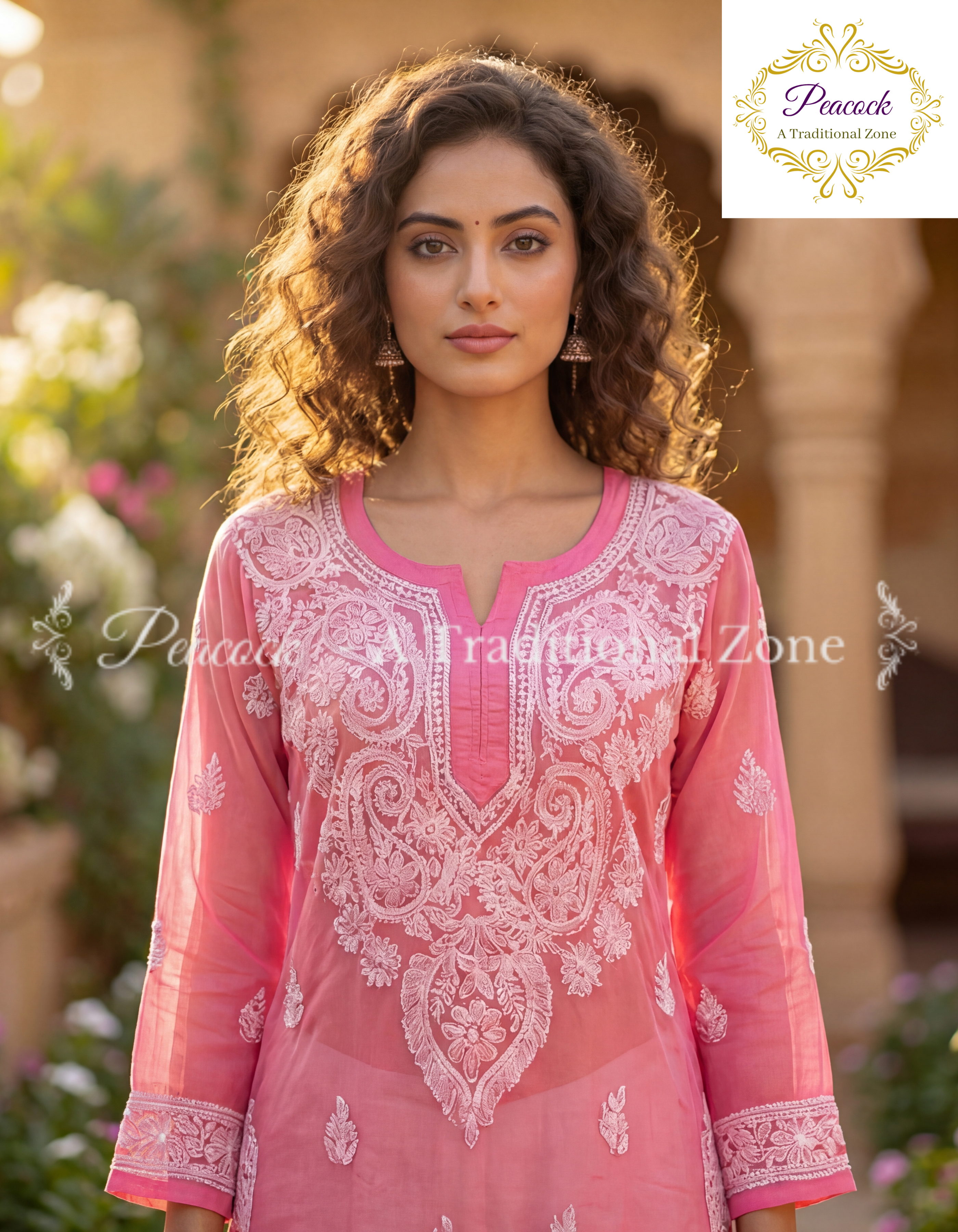 Georgette Chikankari Long Kurti