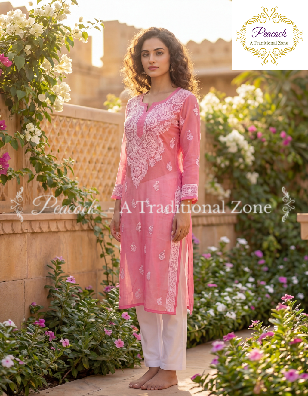 Georgette Chikankari Long Kurti