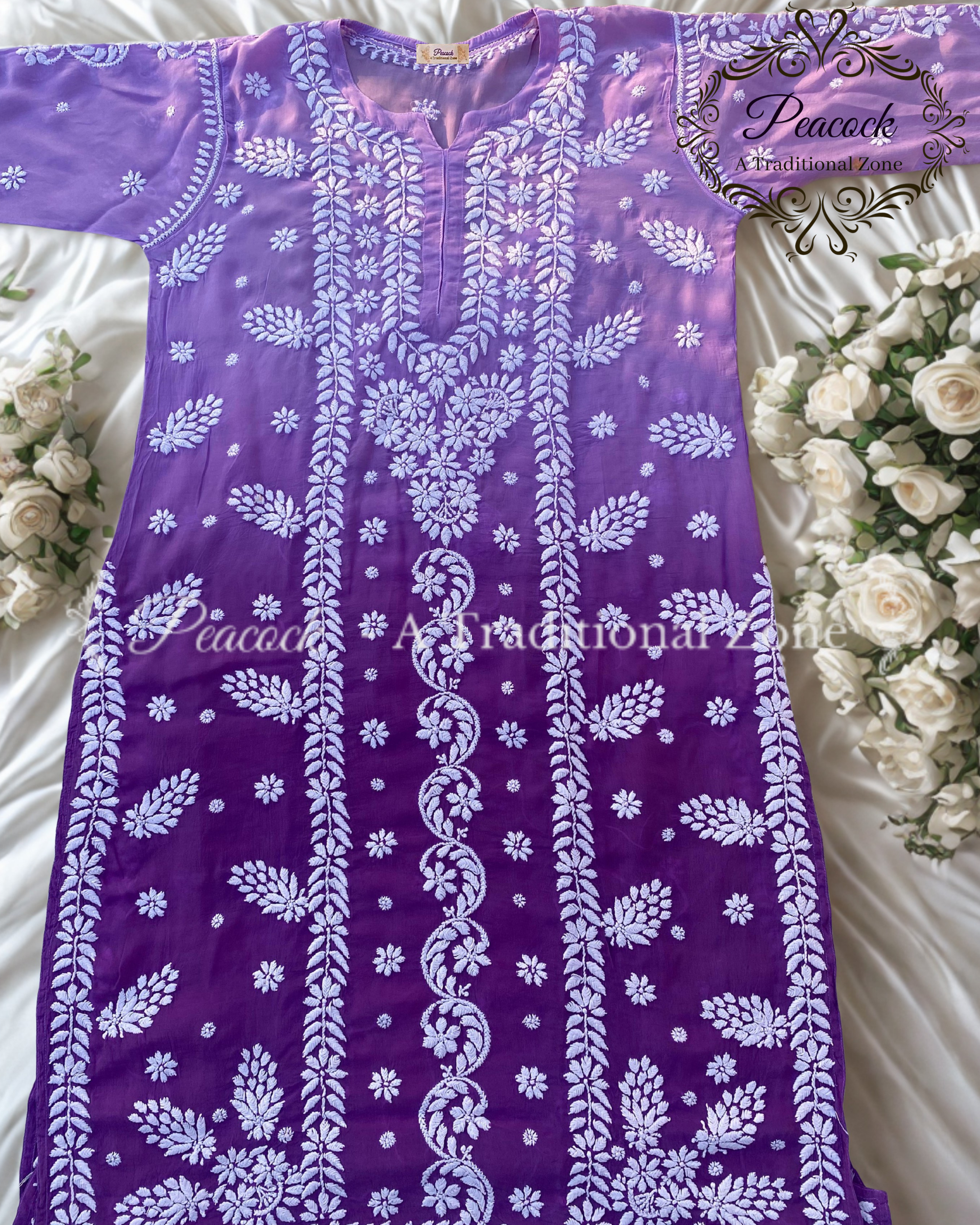 Crepe Chikankari Kurti's