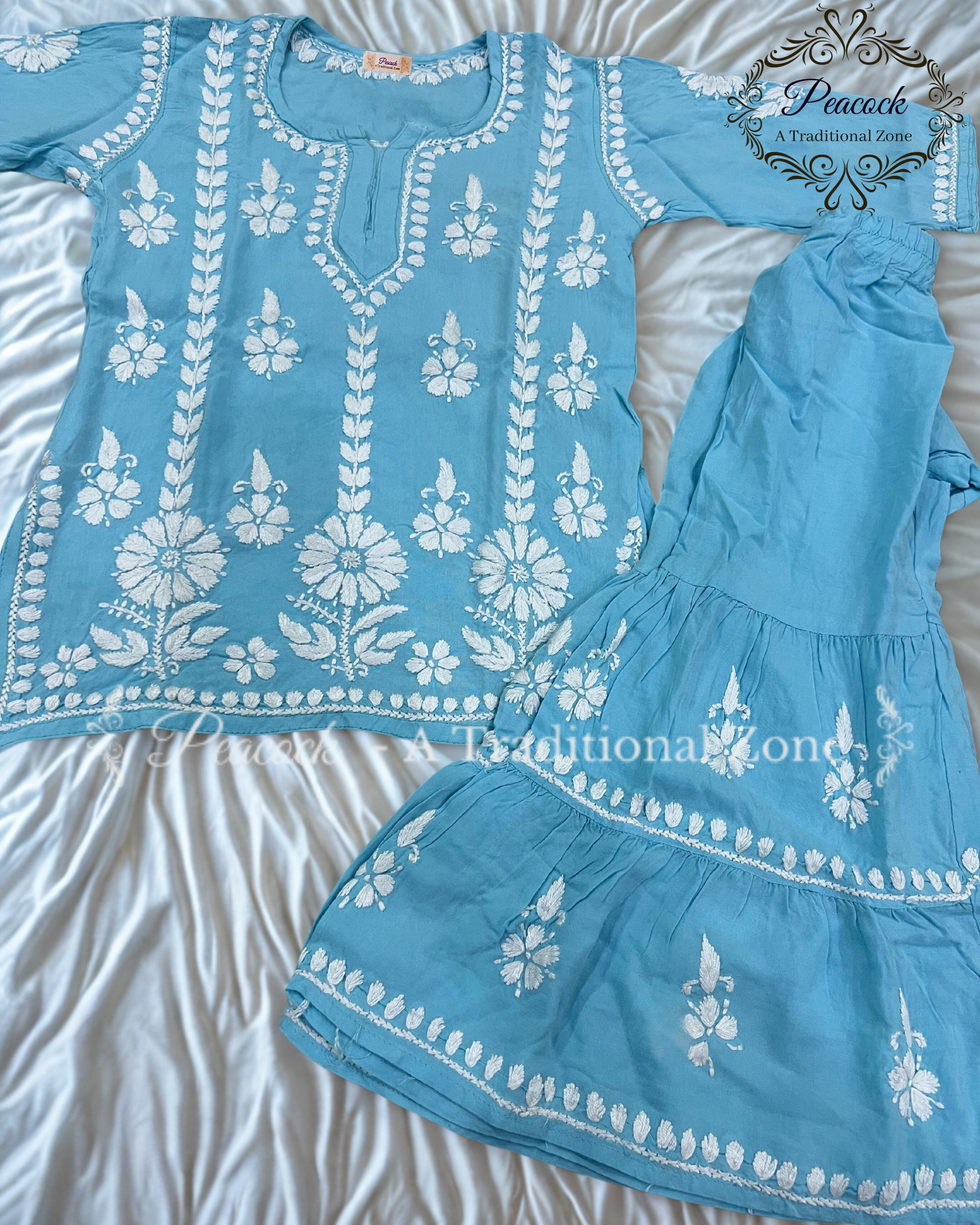 Kids Chikankari Garara Set