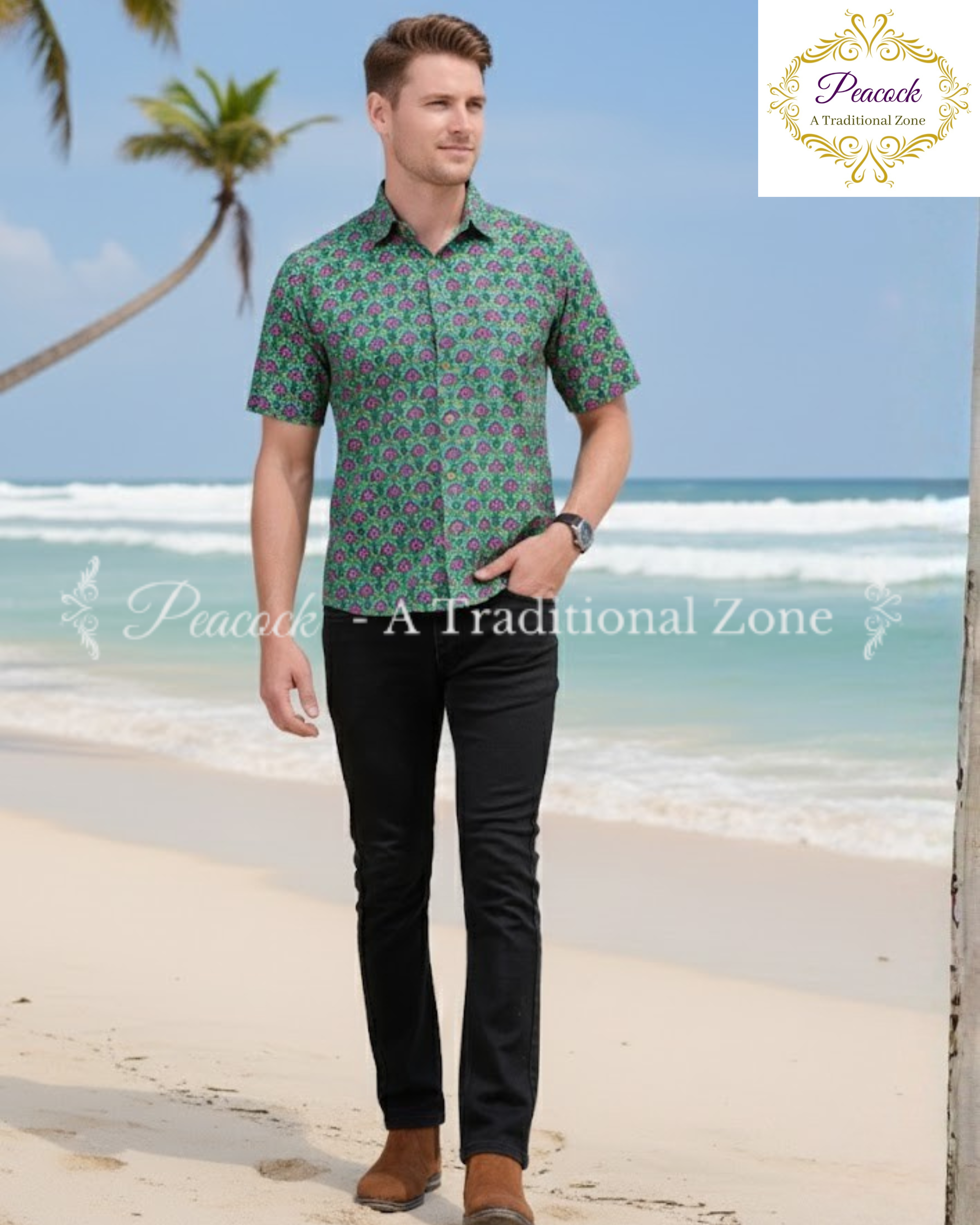 Mens Handblock printed Cotton Shirt