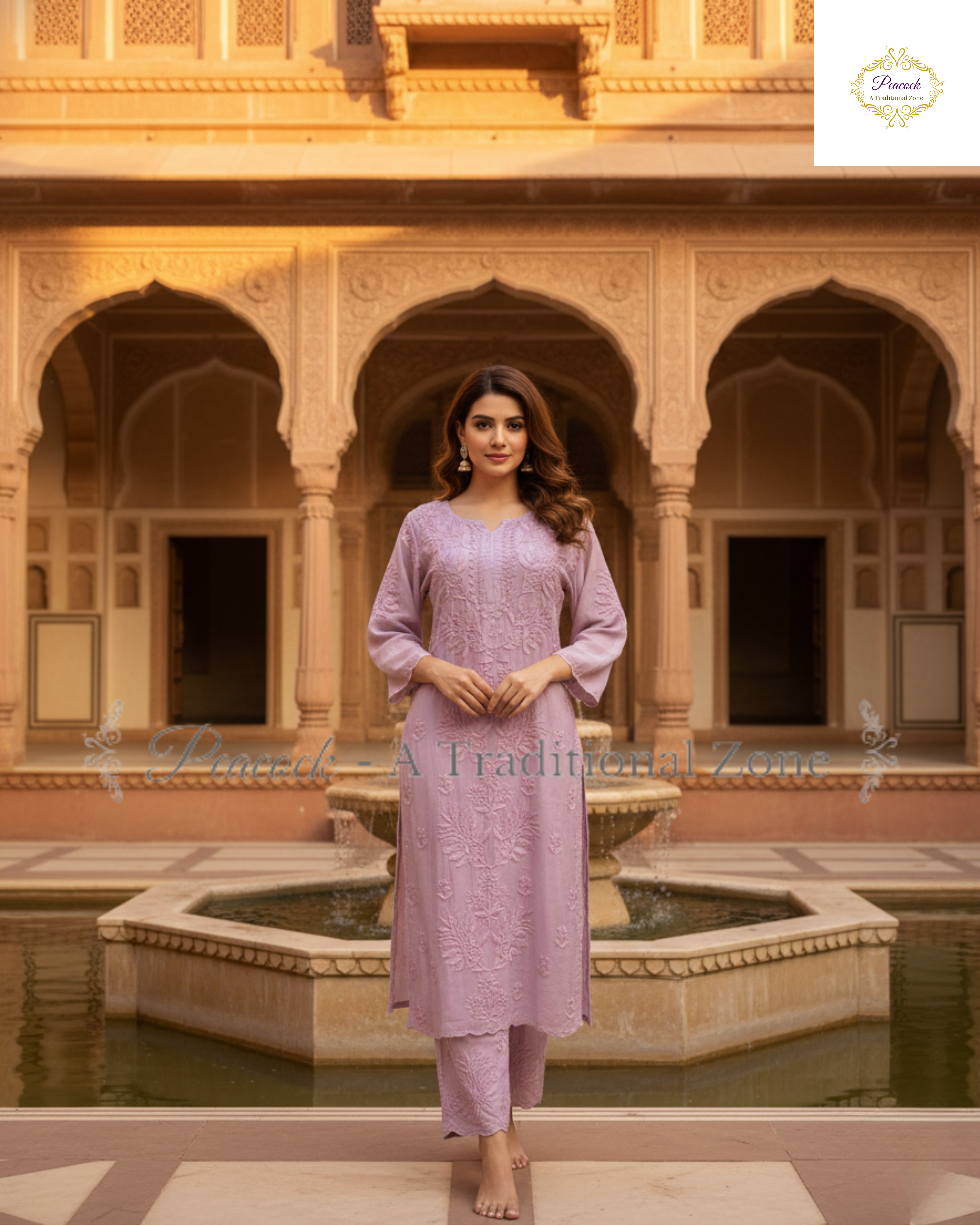 Muslin Chikankari Kurti Set