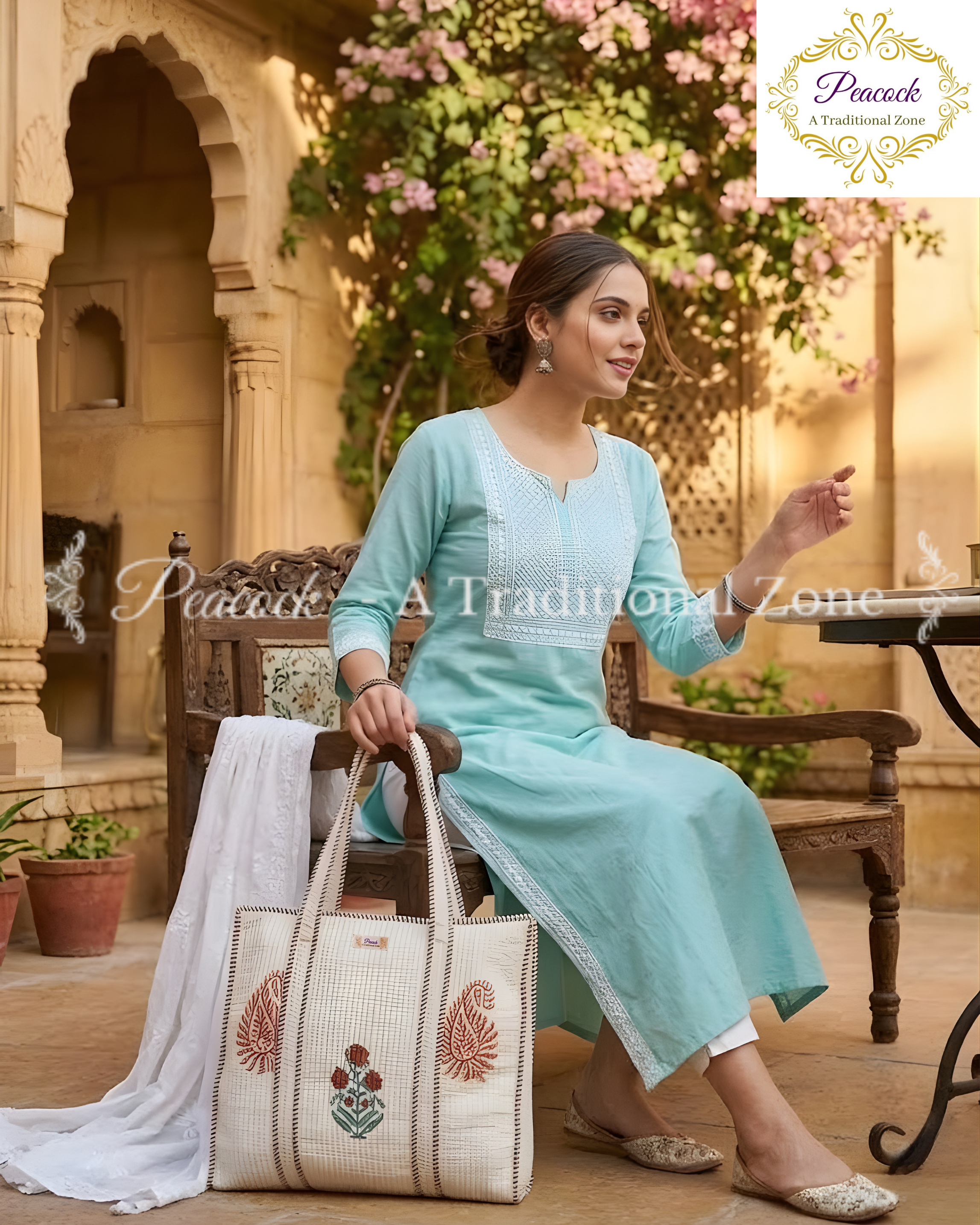 Vasundhara Paisley Heritage Tote – Hand Block Printed Quilted Carry Bag