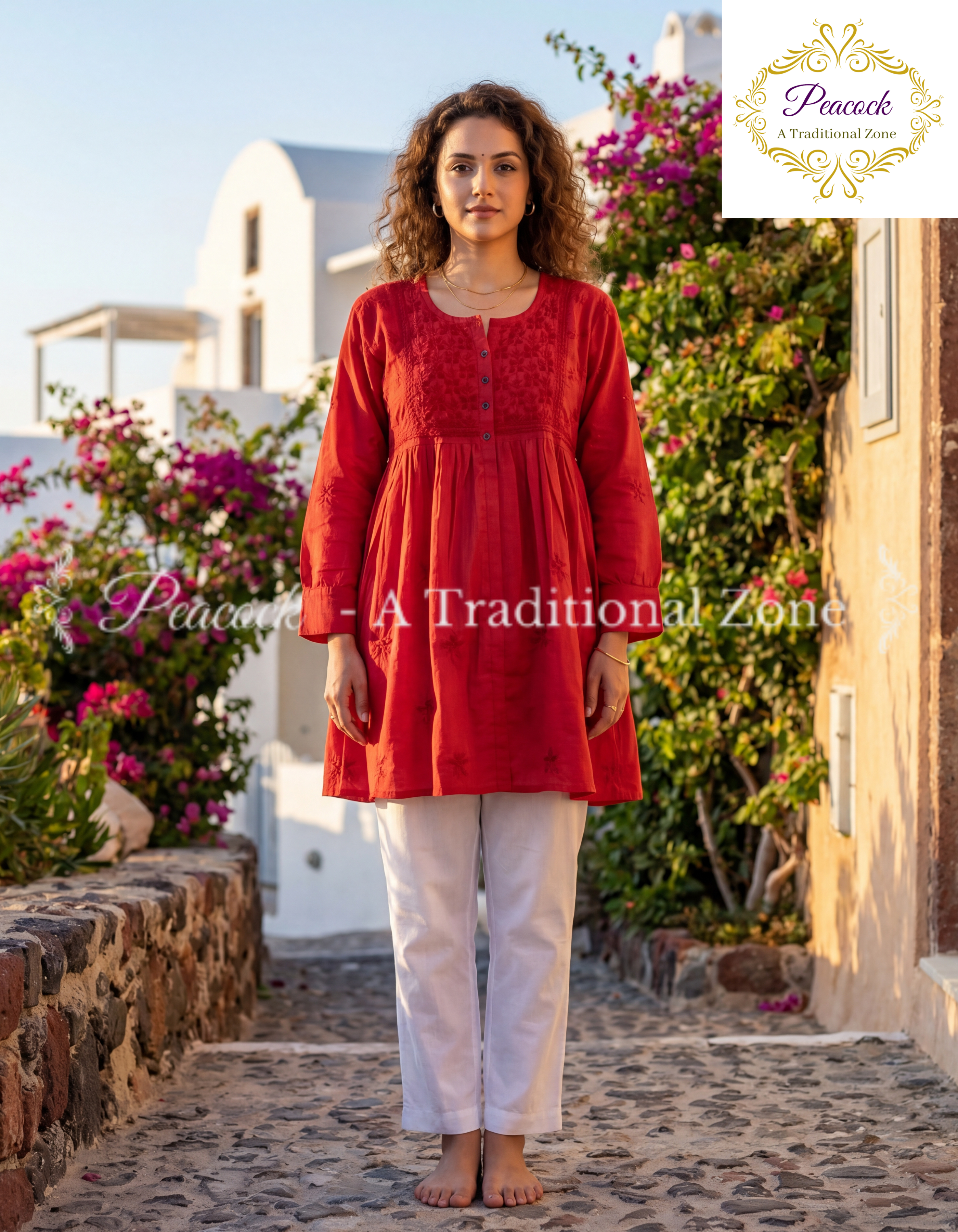 Rayon Chikankari Short Kurti