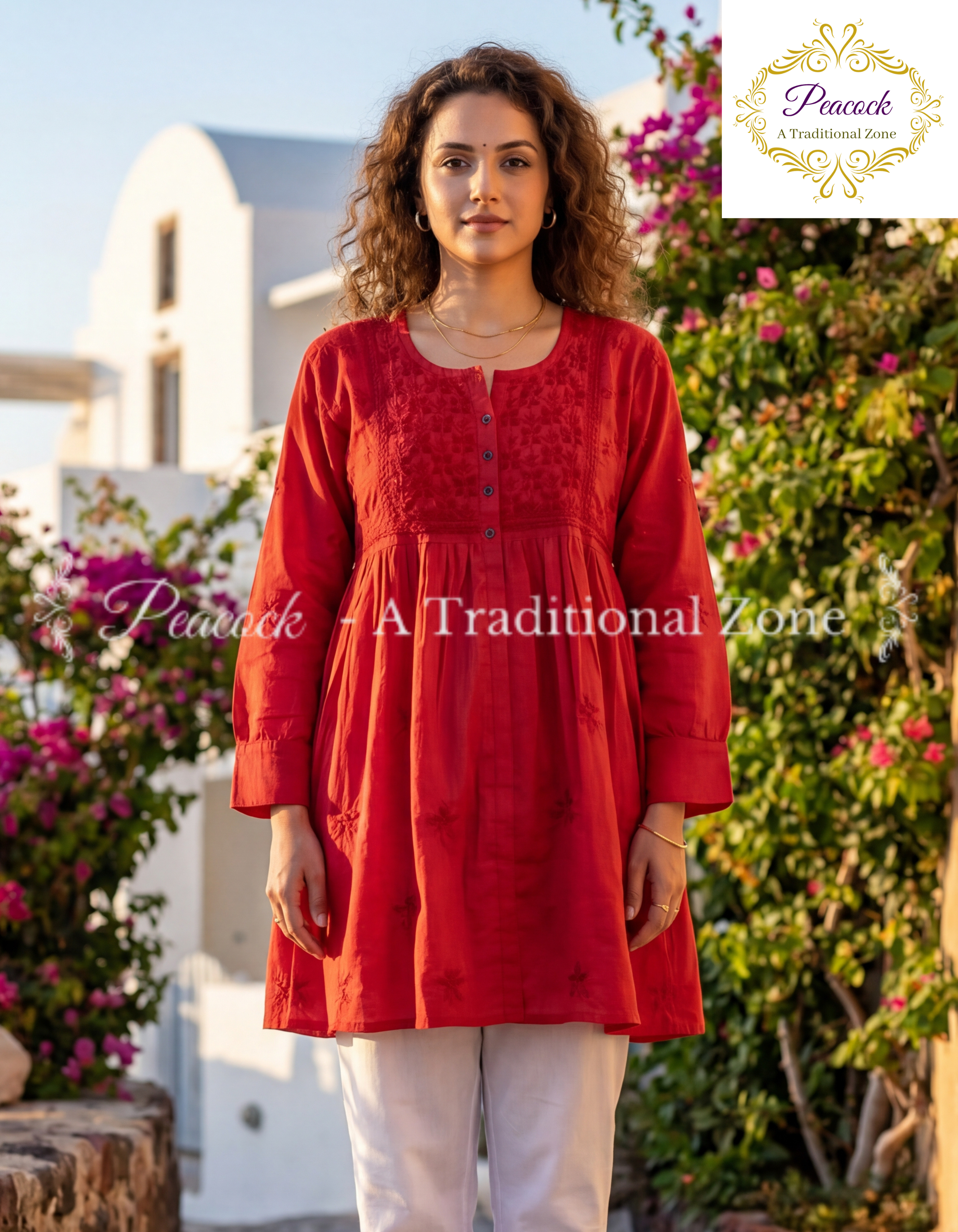 Rayon Chikankari Short Kurti