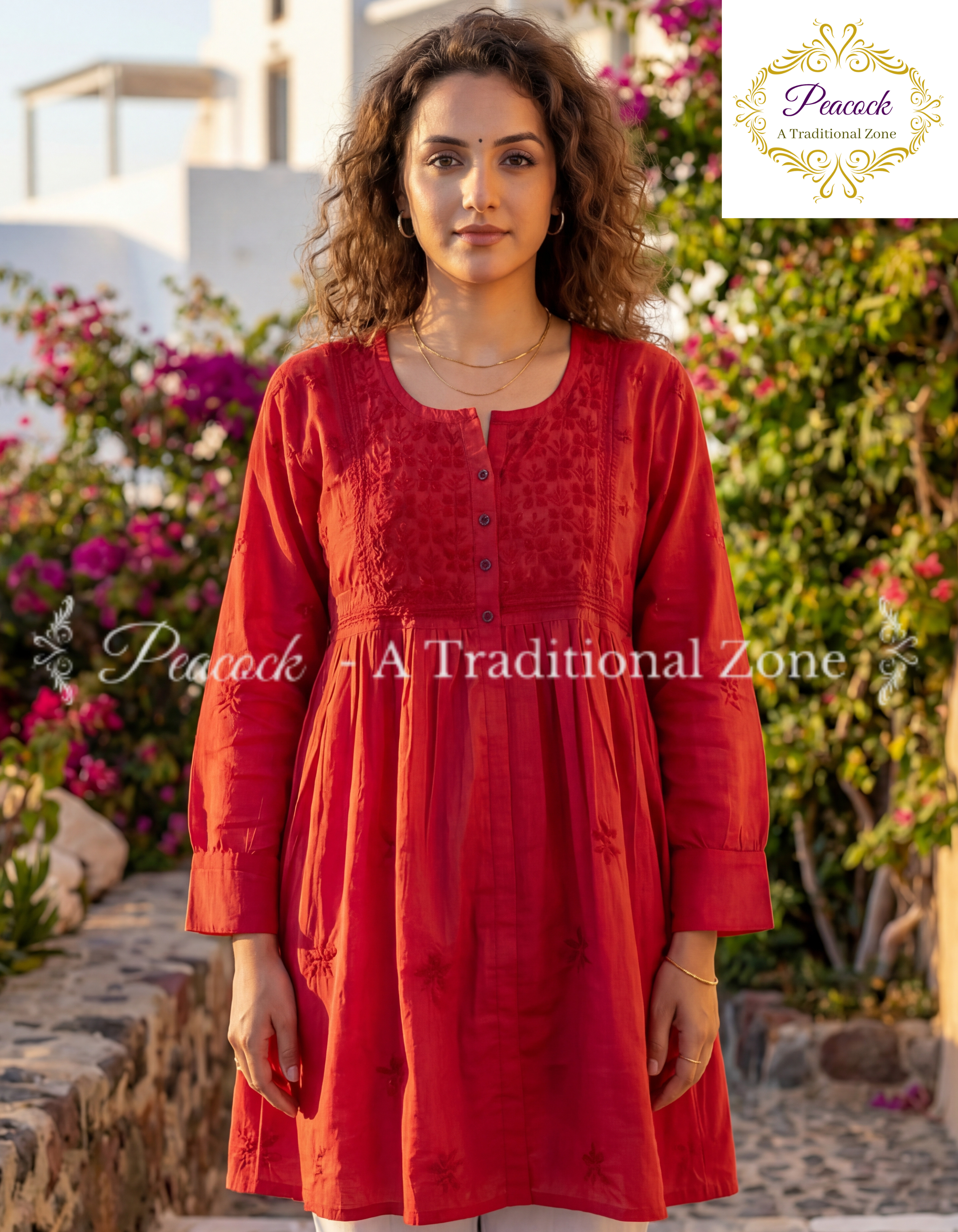 Rayon Chikankari Short Kurti