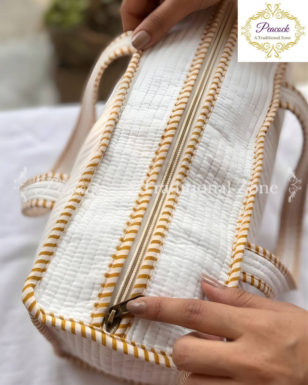 Shera Heritage Tote – Hand Block Printed Quilted Tiger Carry Bag