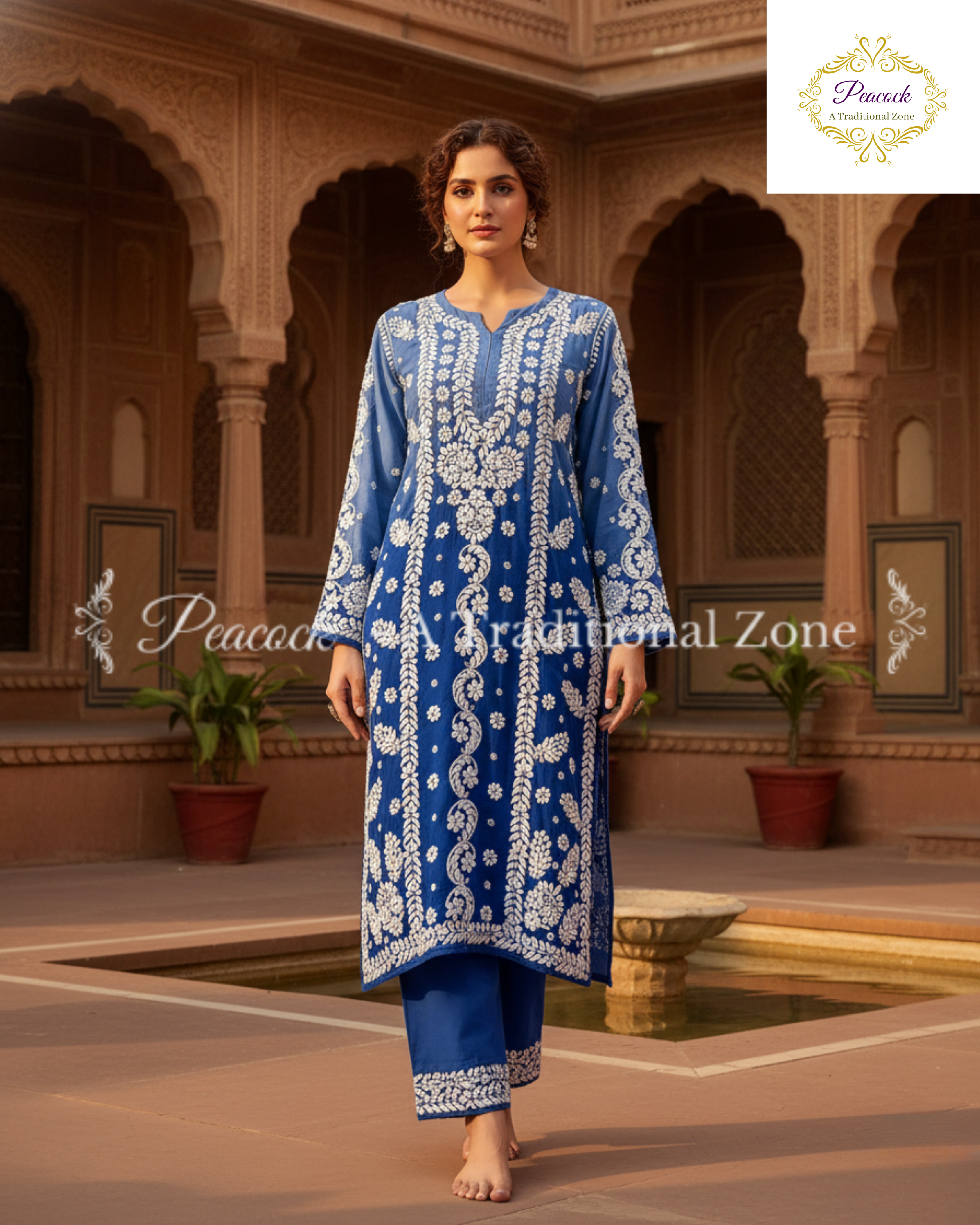 Crepe Chikankari Kurti's