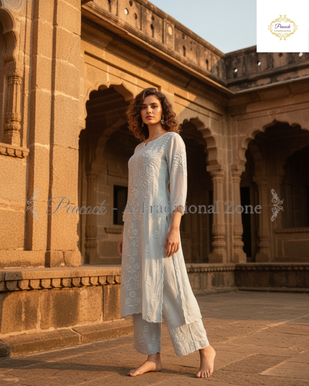 Muslin Chikankari Kurti Set