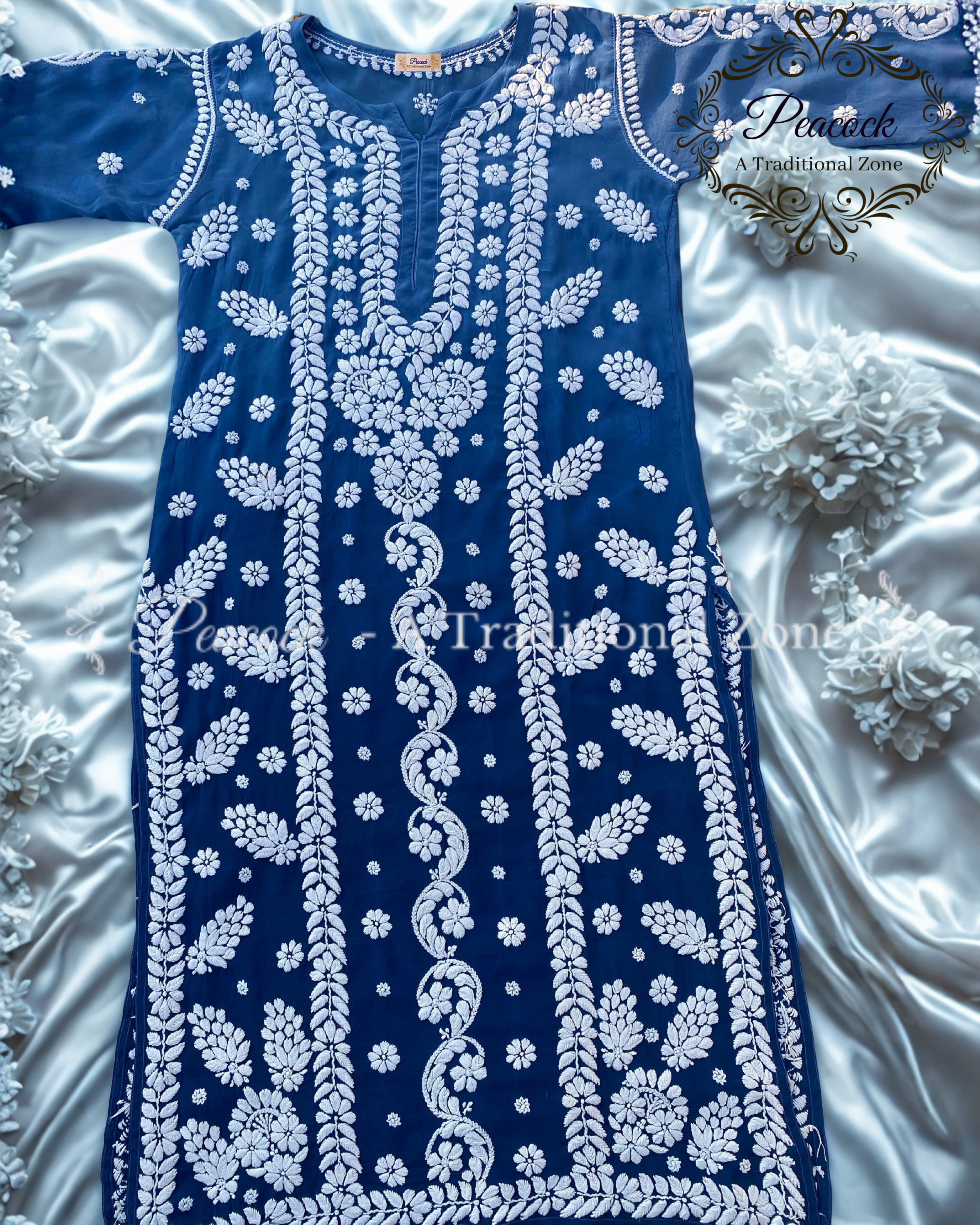 Crepe Chikankari Kurti's