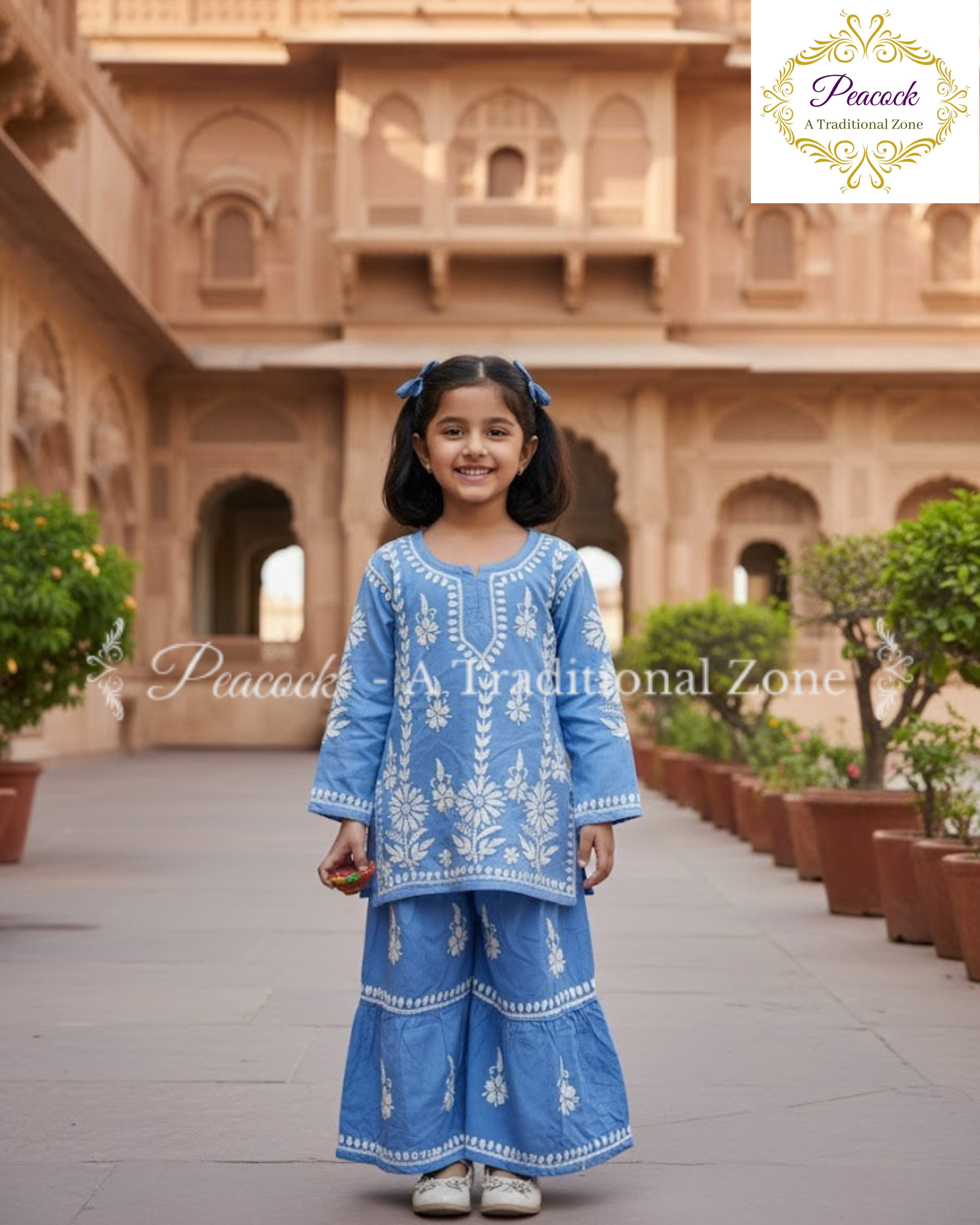 Kids Chikankari Garara Set