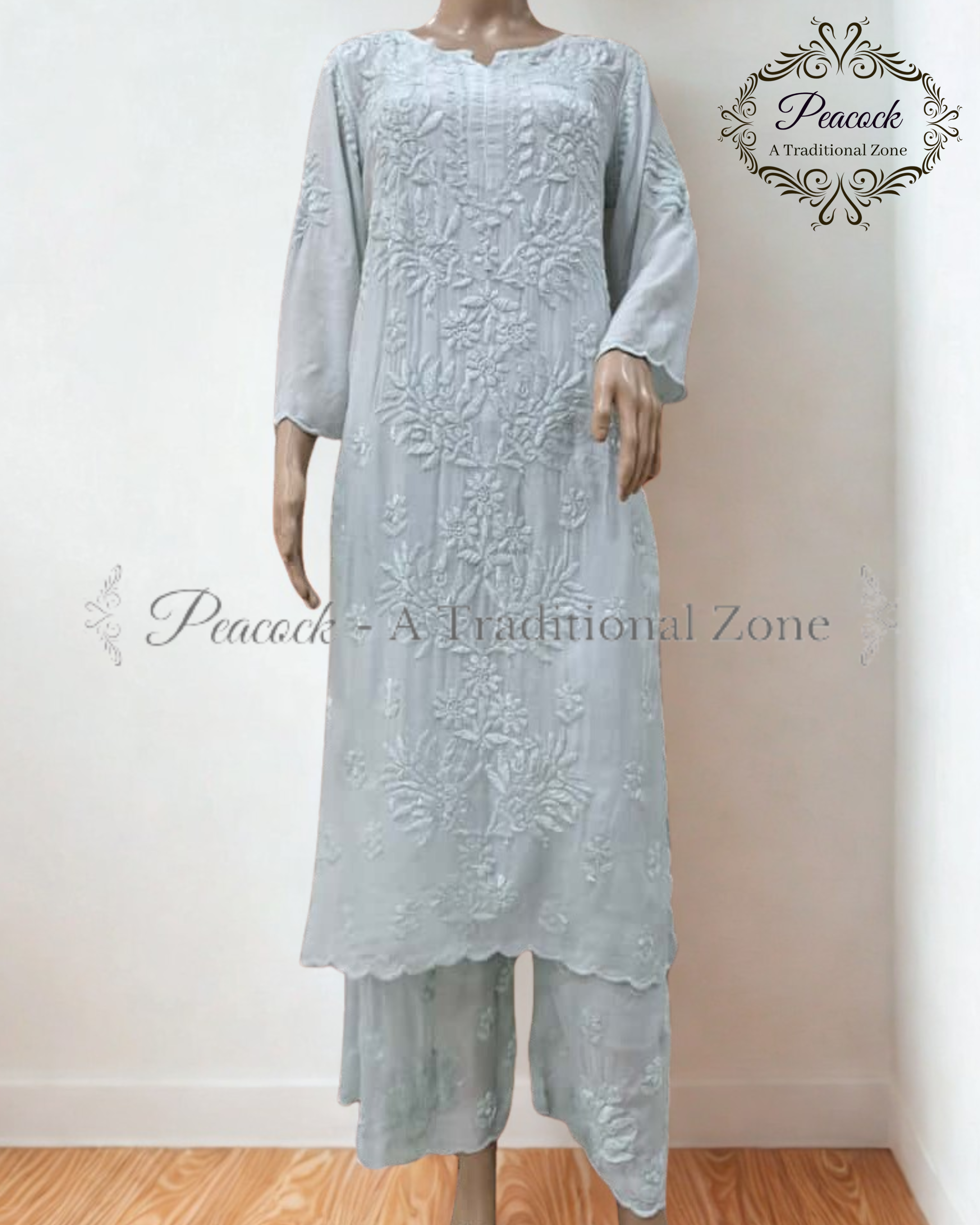 Muslin Chikankari Kurti Set