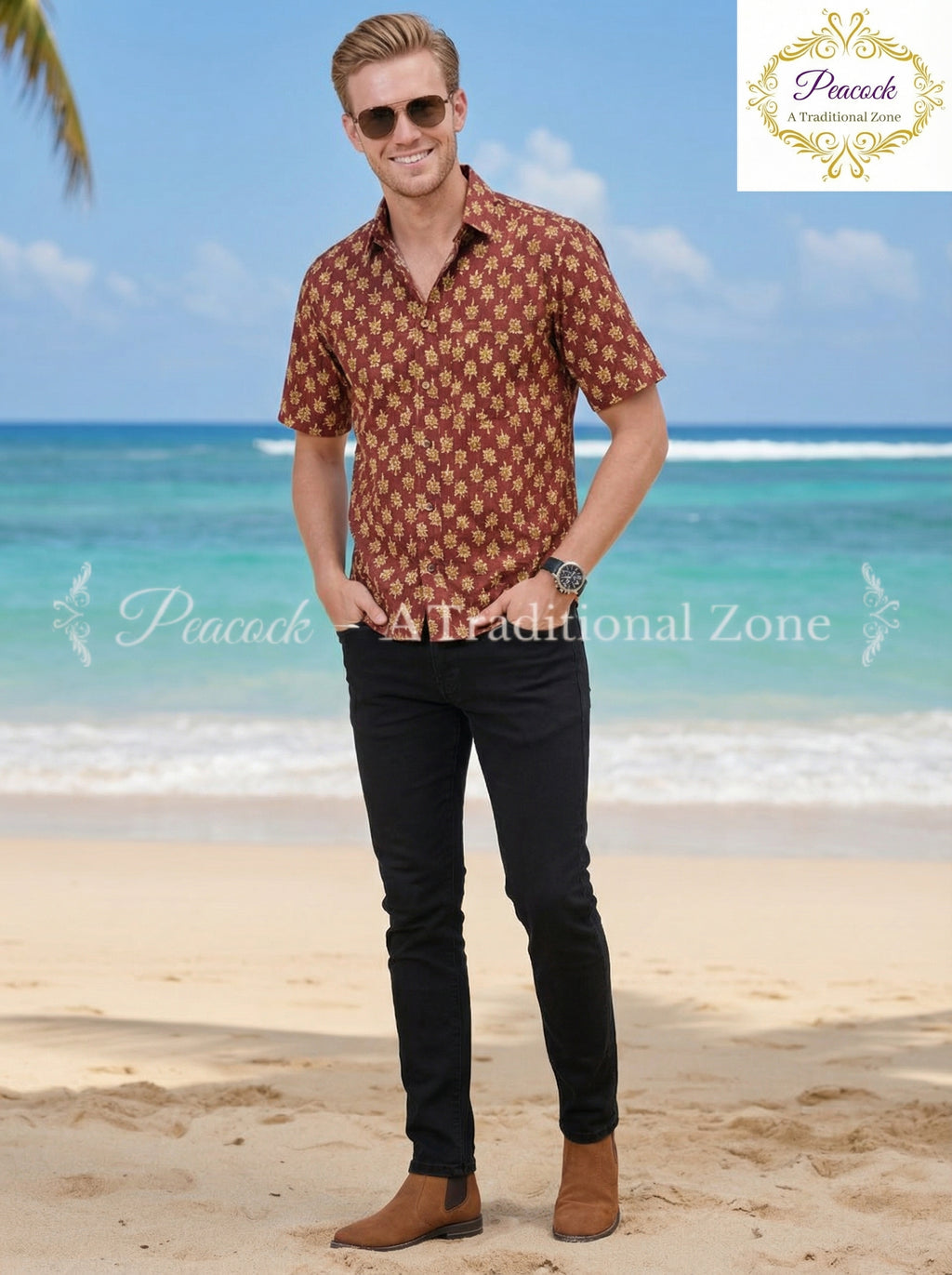 Mens Handblock printed Cotton Shirt