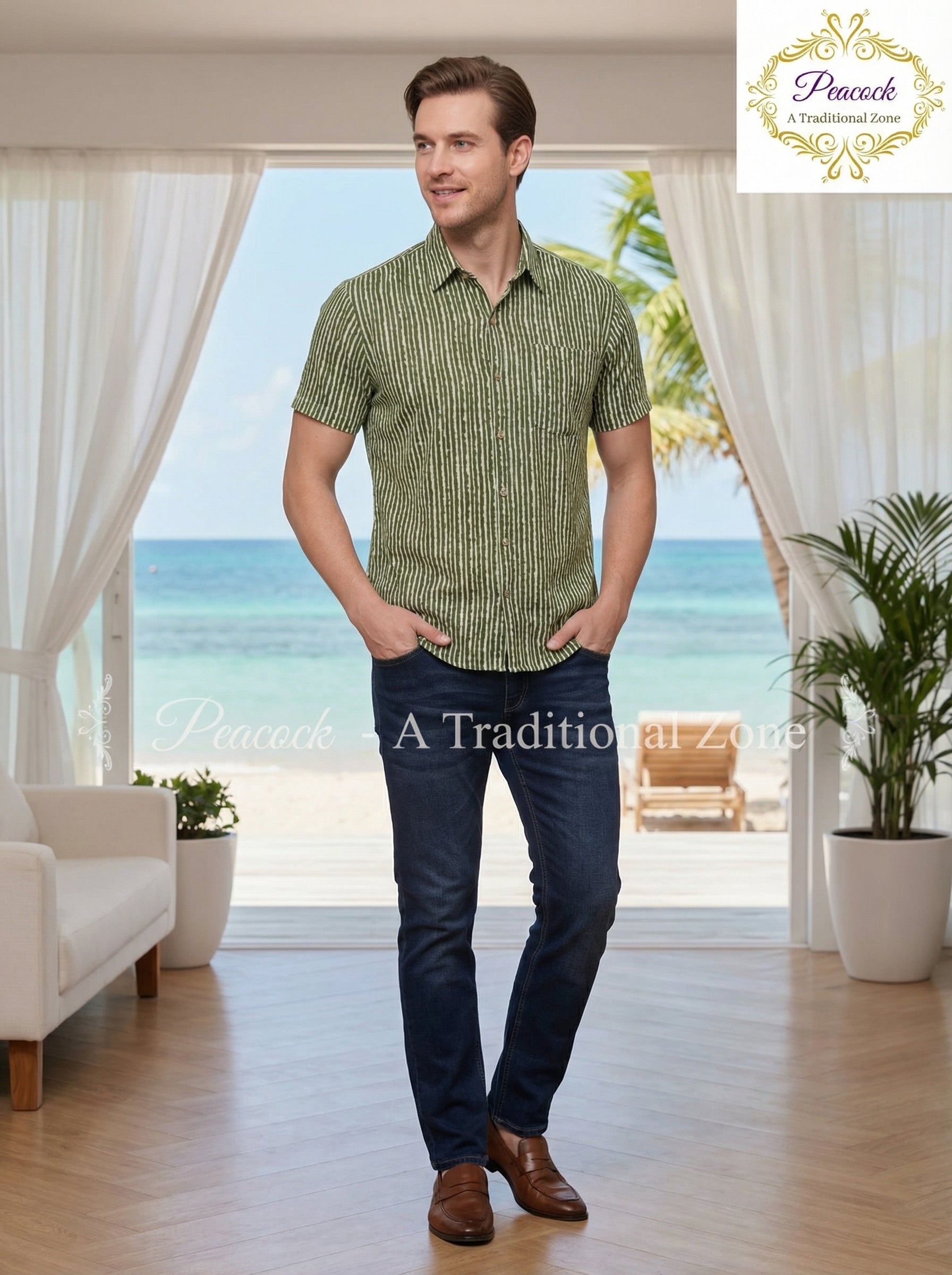 Mens Handblock printed Cotton Shirt