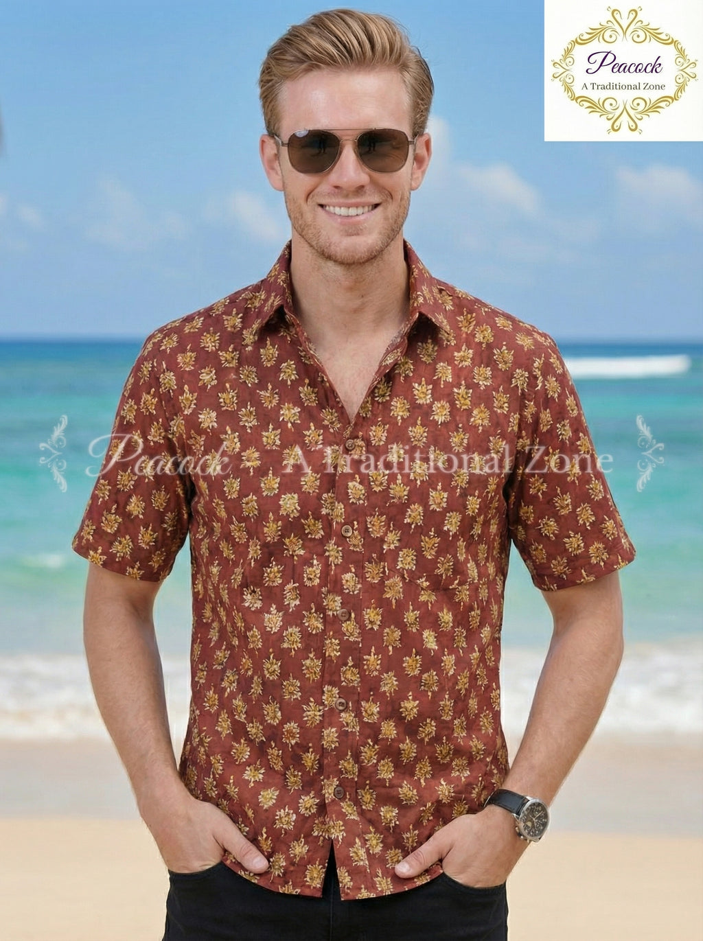 Mens Handblock printed Cotton Shirt